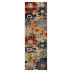 Rug & Kilim’s Contemporary Runner, Beige Brown with Multicolor Floral Pattern