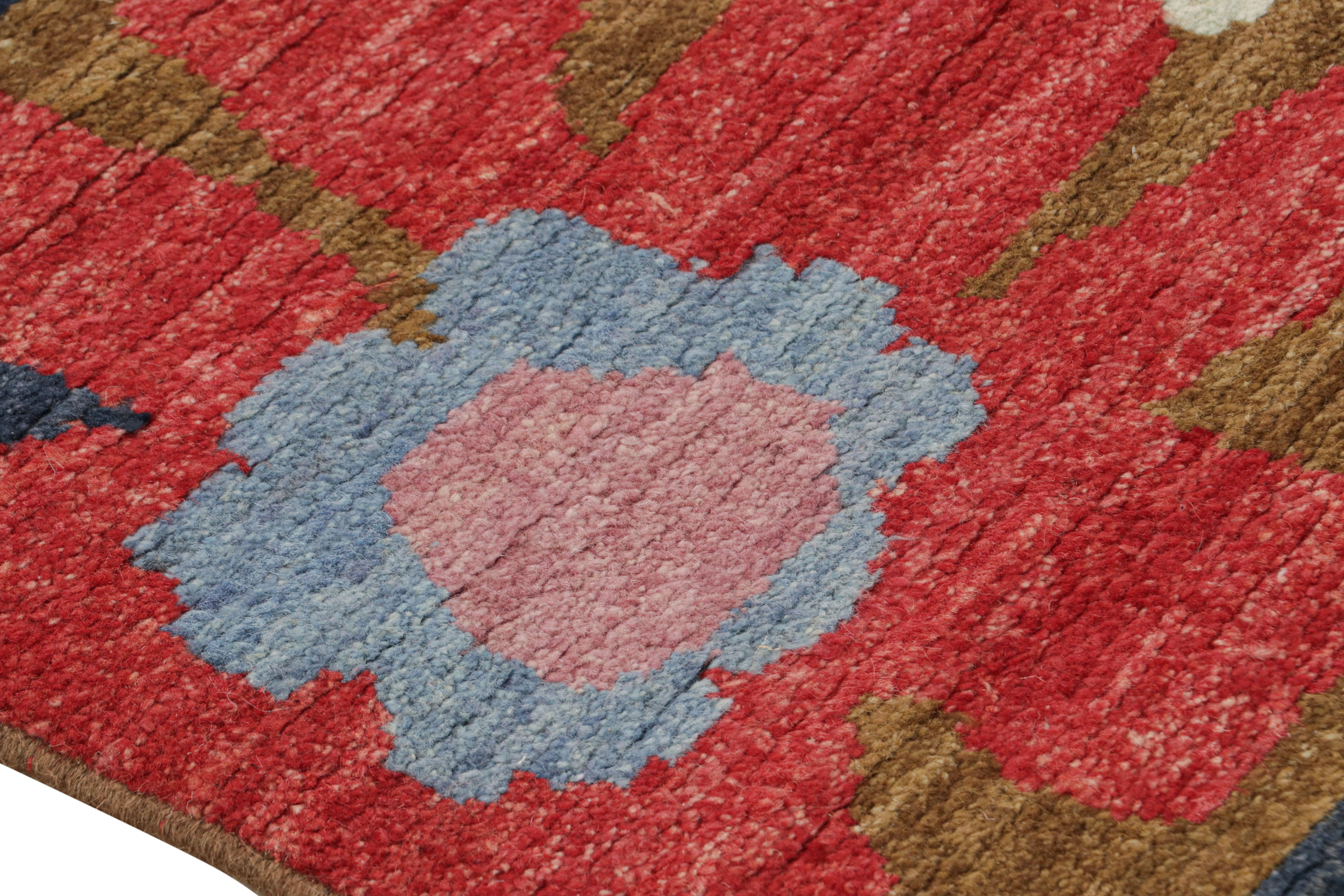 Pakistano Rug & Kilim - Runner contemporaneo in beige-marrone con motivi floreali colorati in vendita