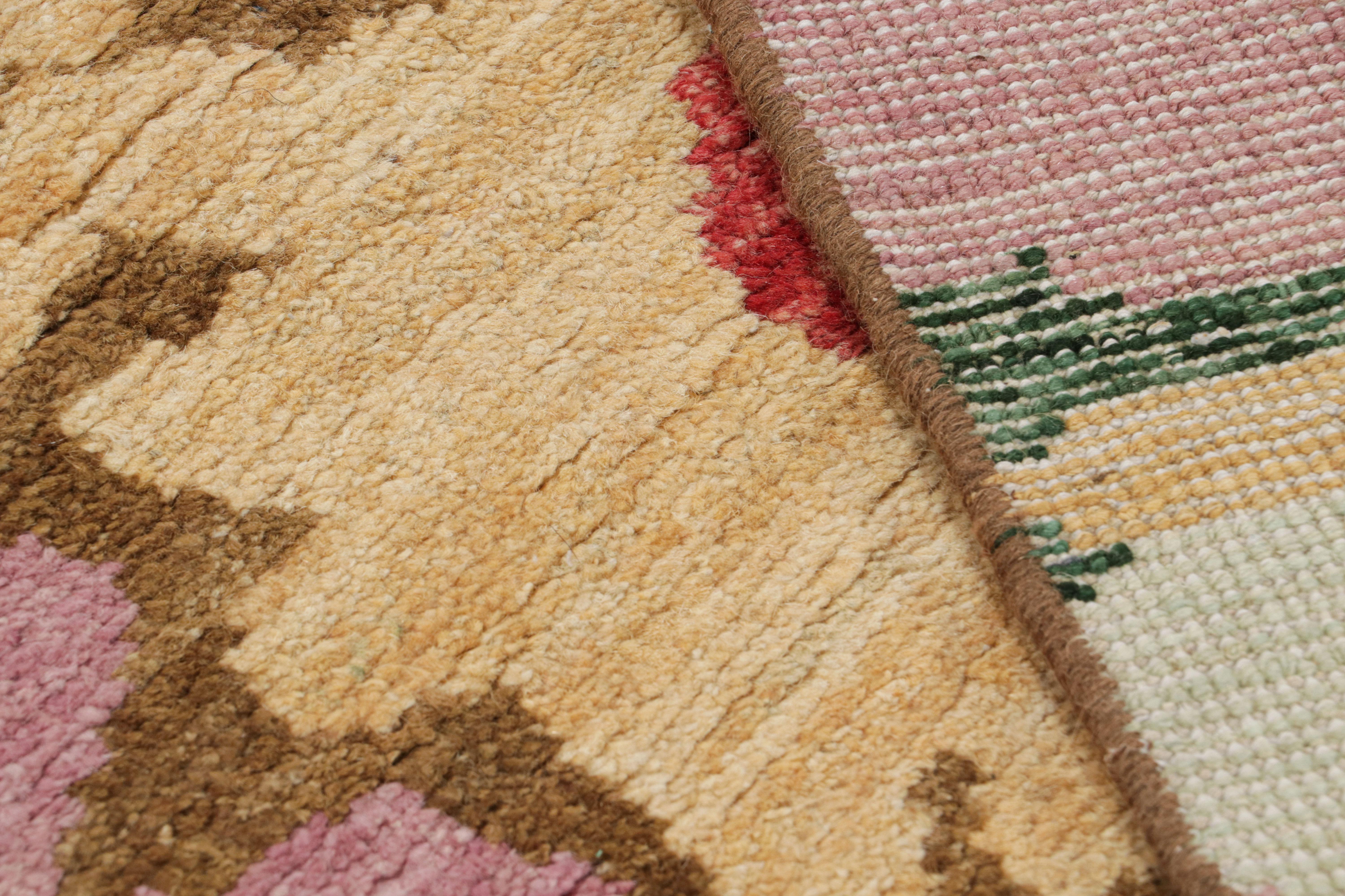 Rug & Kilim’s Contemporary Runner in Beige-Brown with Colorful Floral Patterns  In New Condition For Sale In Long Island City, NY