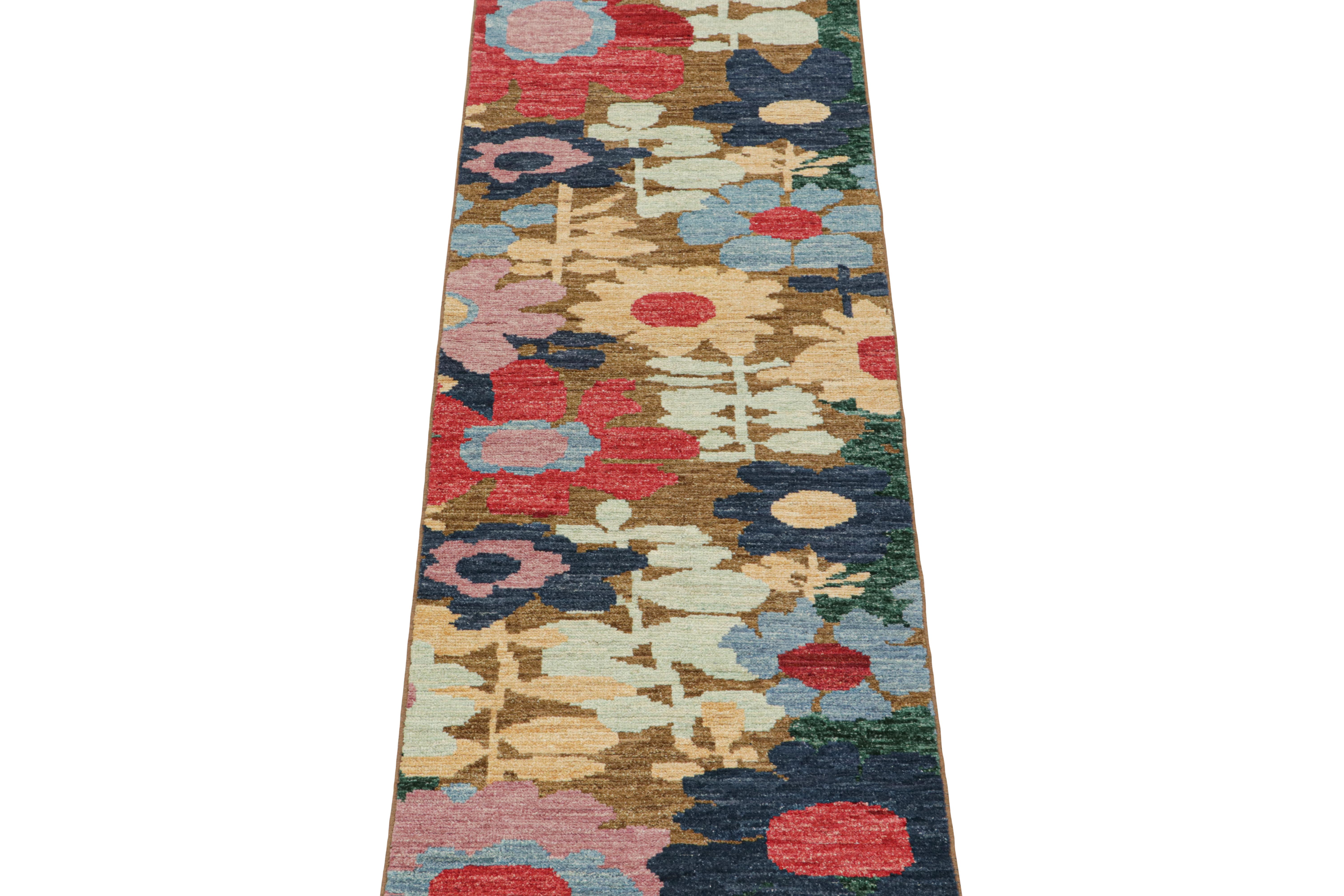 This contemporary 3x8 runner is the latest additions to Rug & Kilim’s New & Modern Collection. Hand-knotted in wool.

Further On the design:

This refreshing piece enjoys polychromatic floral patterns in a playful, almost impressionist look.