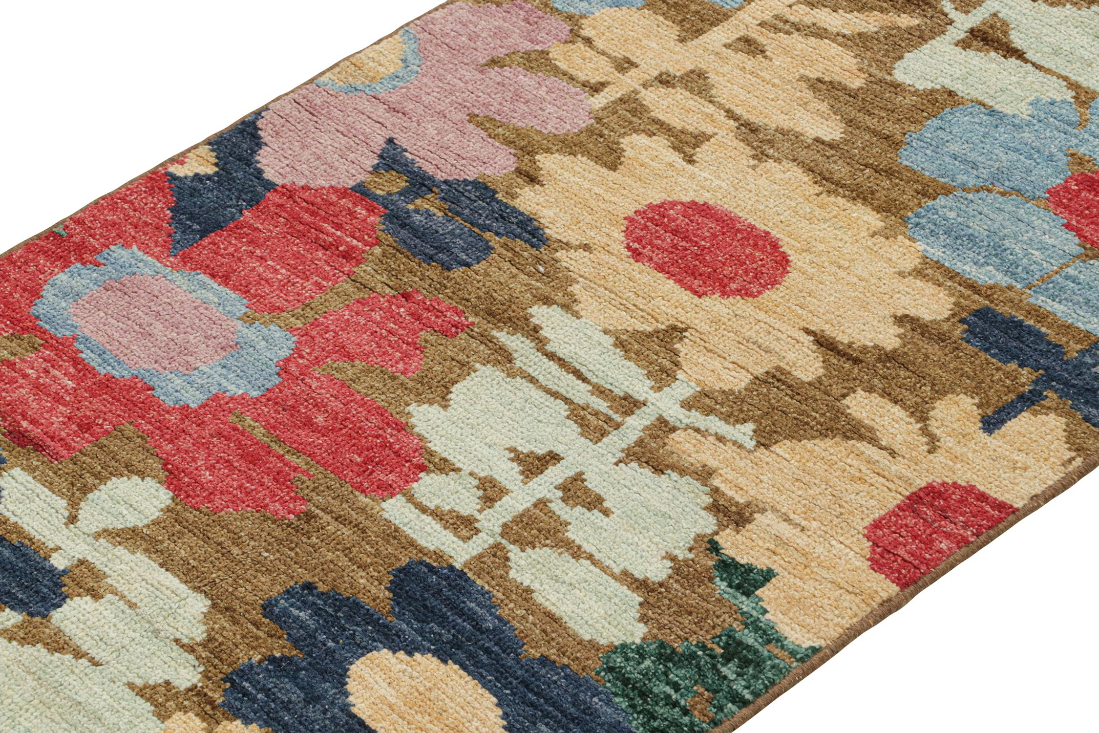 Afghan Rug & Kilim’s Contemporary Runner in Colorful Floral Patterns For Sale