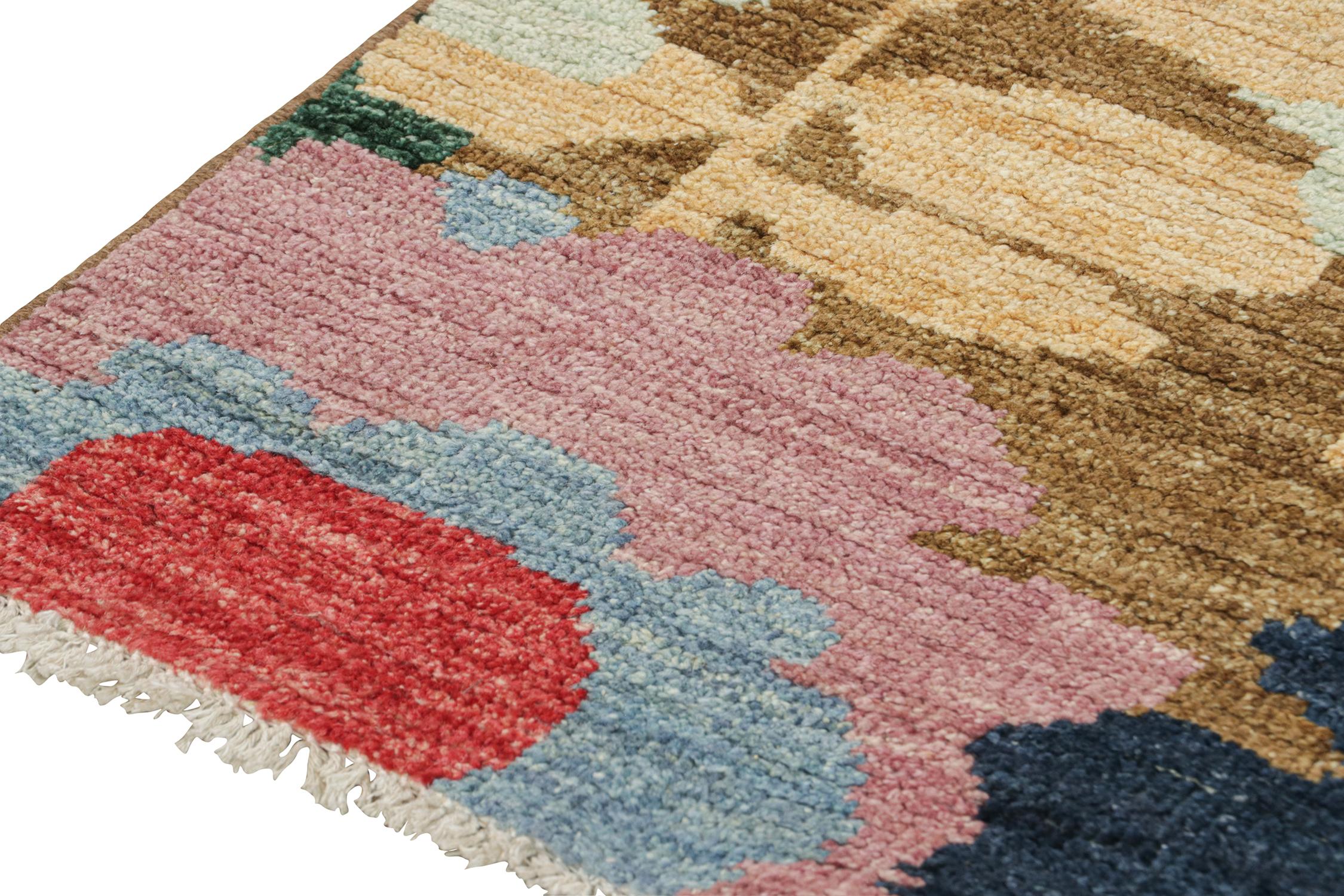 Hand-Knotted Rug & Kilim’s Contemporary Runner in Colorful Floral Patterns For Sale