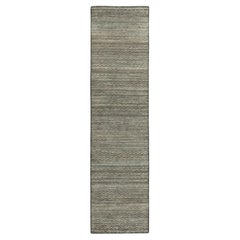 Rug & Kilim’s Contemporary Runner in Gray and Beige Geometric Pattern