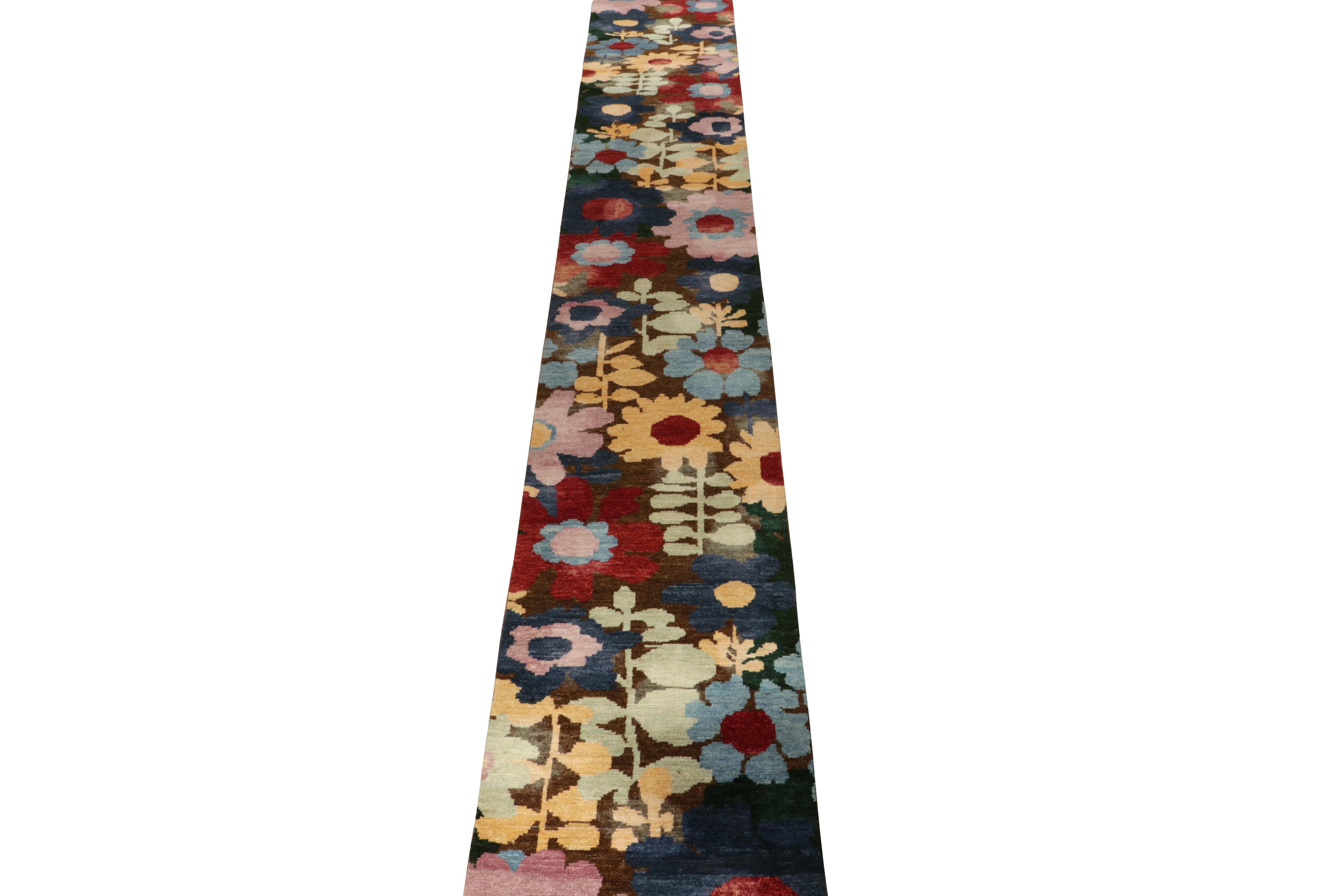 Modern Rug & Kilim’s Contemporary Runner in Multicolor Floral Pattern For Sale