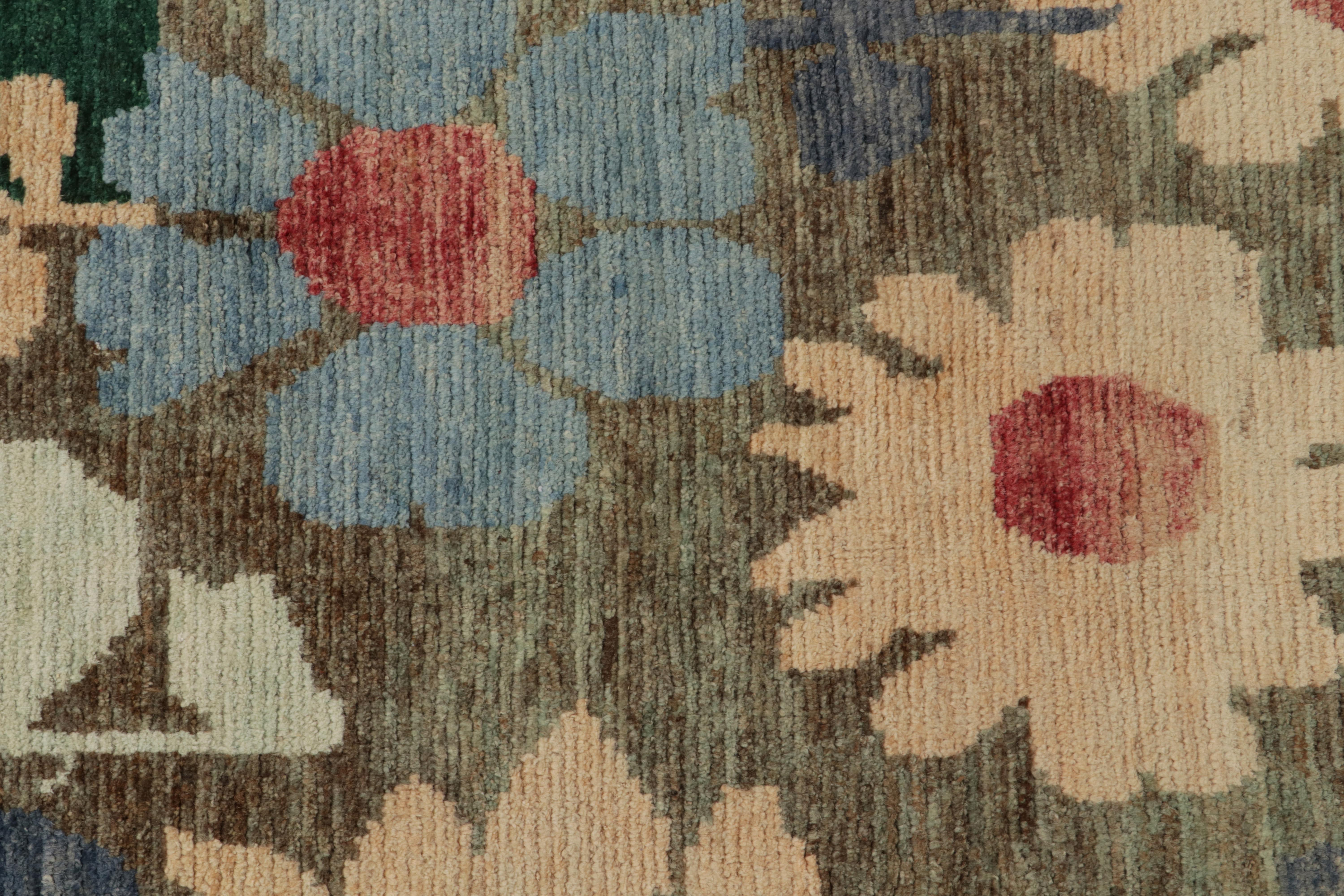 Modern Rug & Kilim’s Contemporary runner in Multicolor Floral pattern For Sale
