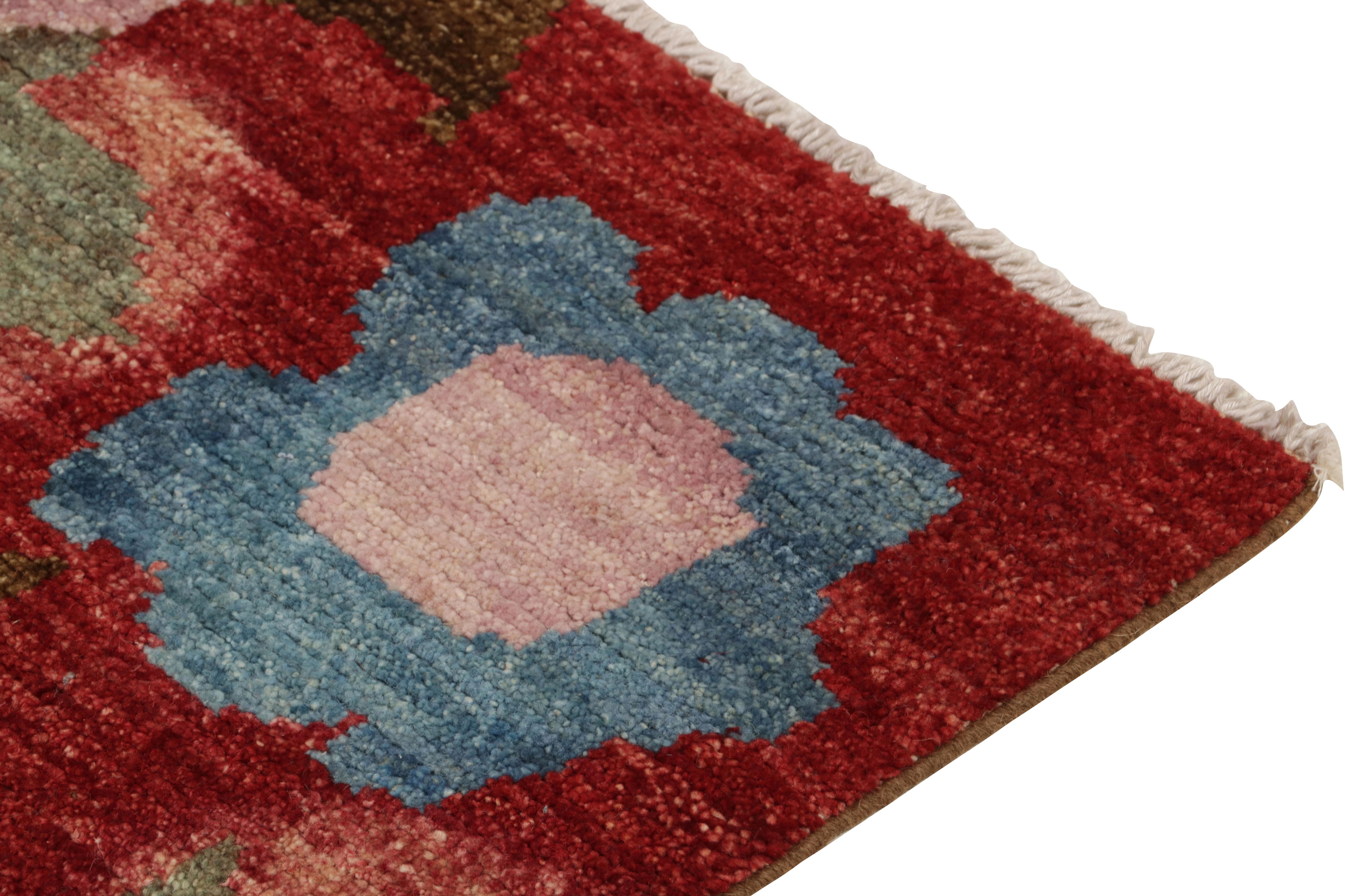 Hand-Knotted Rug & Kilim’s Contemporary Runner in Multicolor Floral Pattern For Sale