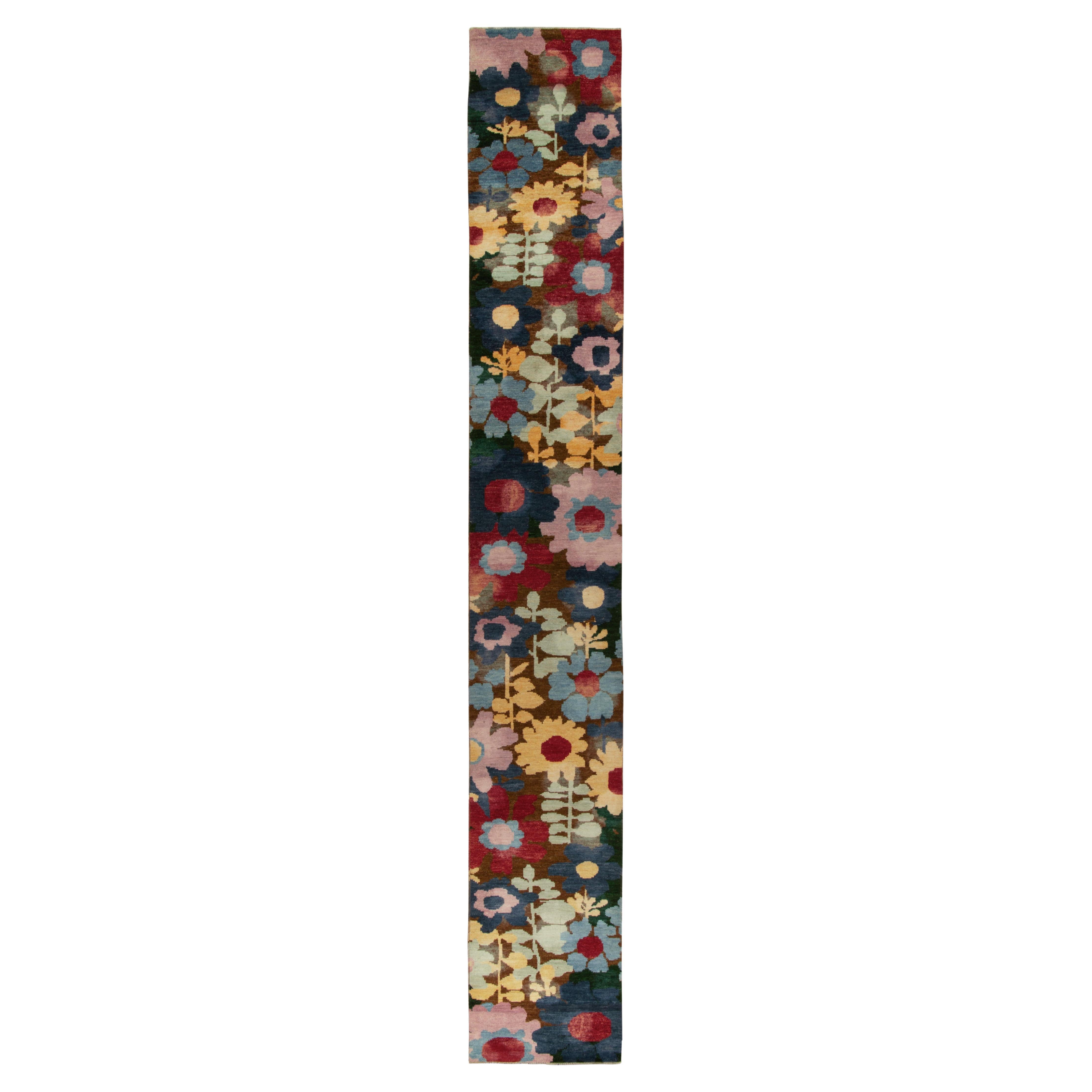 Rug & Kilim’s Contemporary Runner in Multicolor Floral Pattern For Sale
