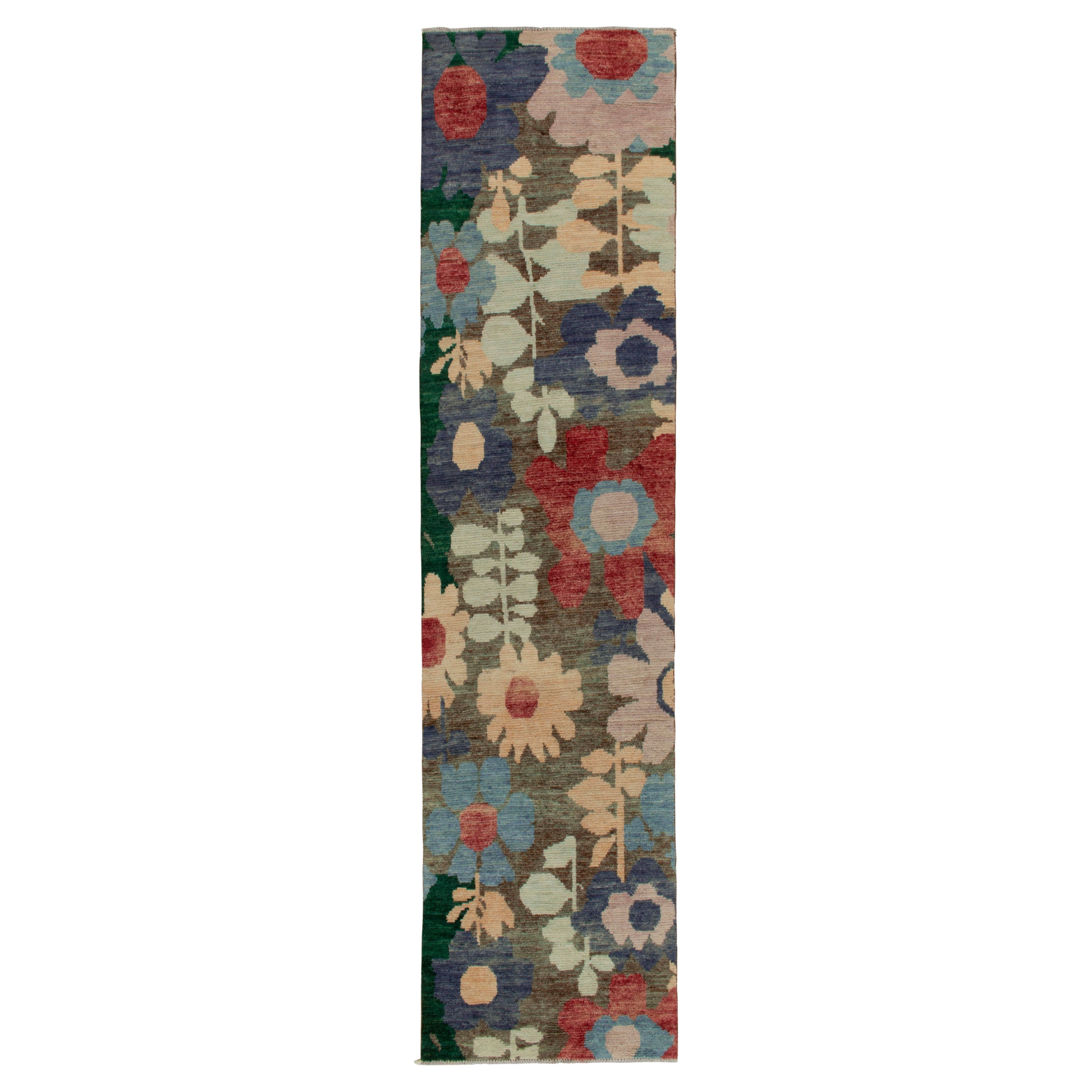 Tapis de course contemporain de Rug & Kilim en motif floral multicolore