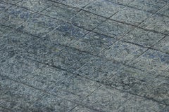 Rug & Kilim’s Contemporary Runner Rug, Grisaille Blues with Floral Patterns