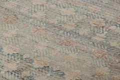 Rug & Kilim’s Contemporary Runner Rug, Light Blue and Cream with Floral Patterns