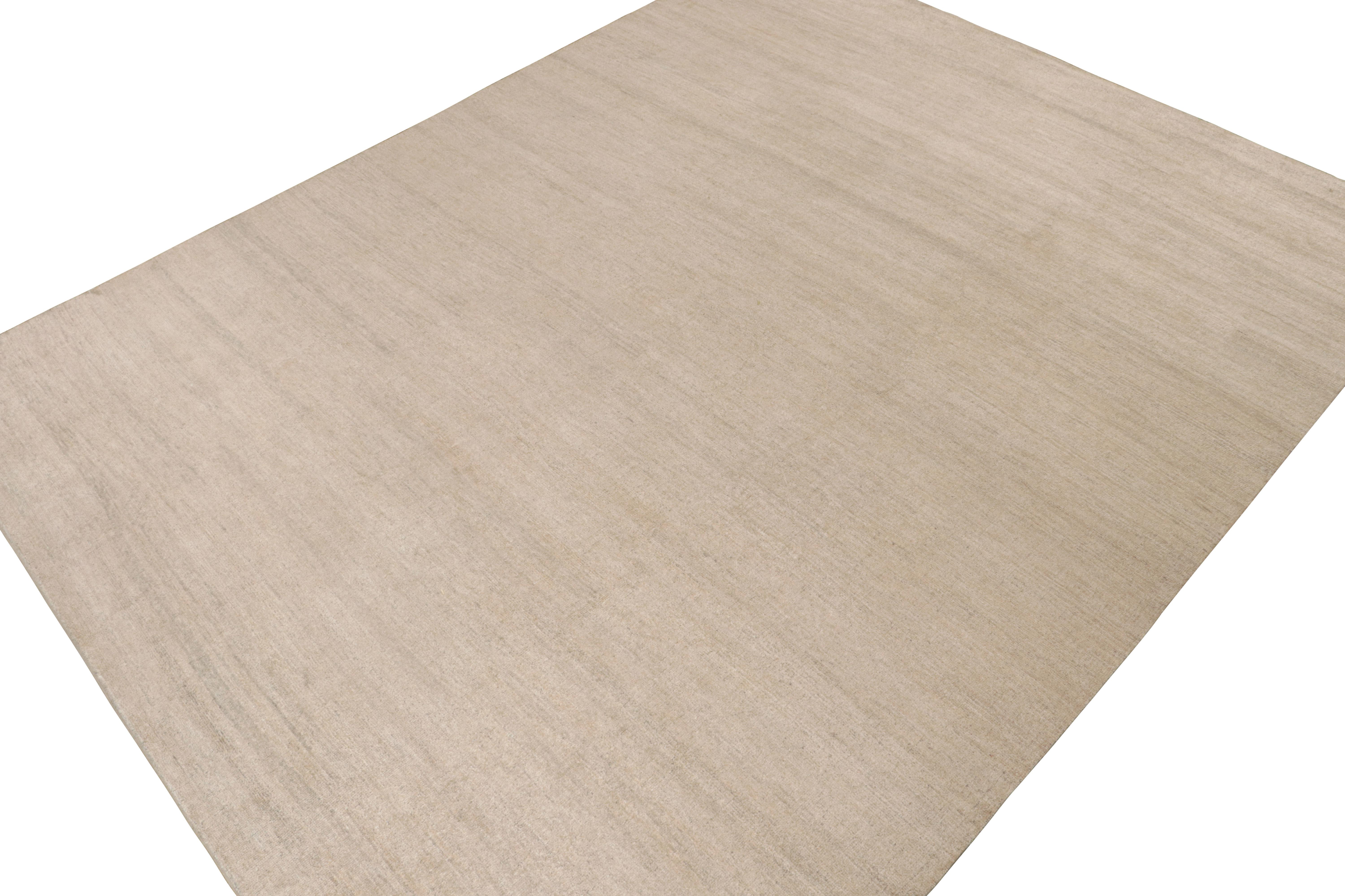 Moderno Rug & Kilim - Tappeto di seta contemporaneo in tinta unita beige-marrone in vendita