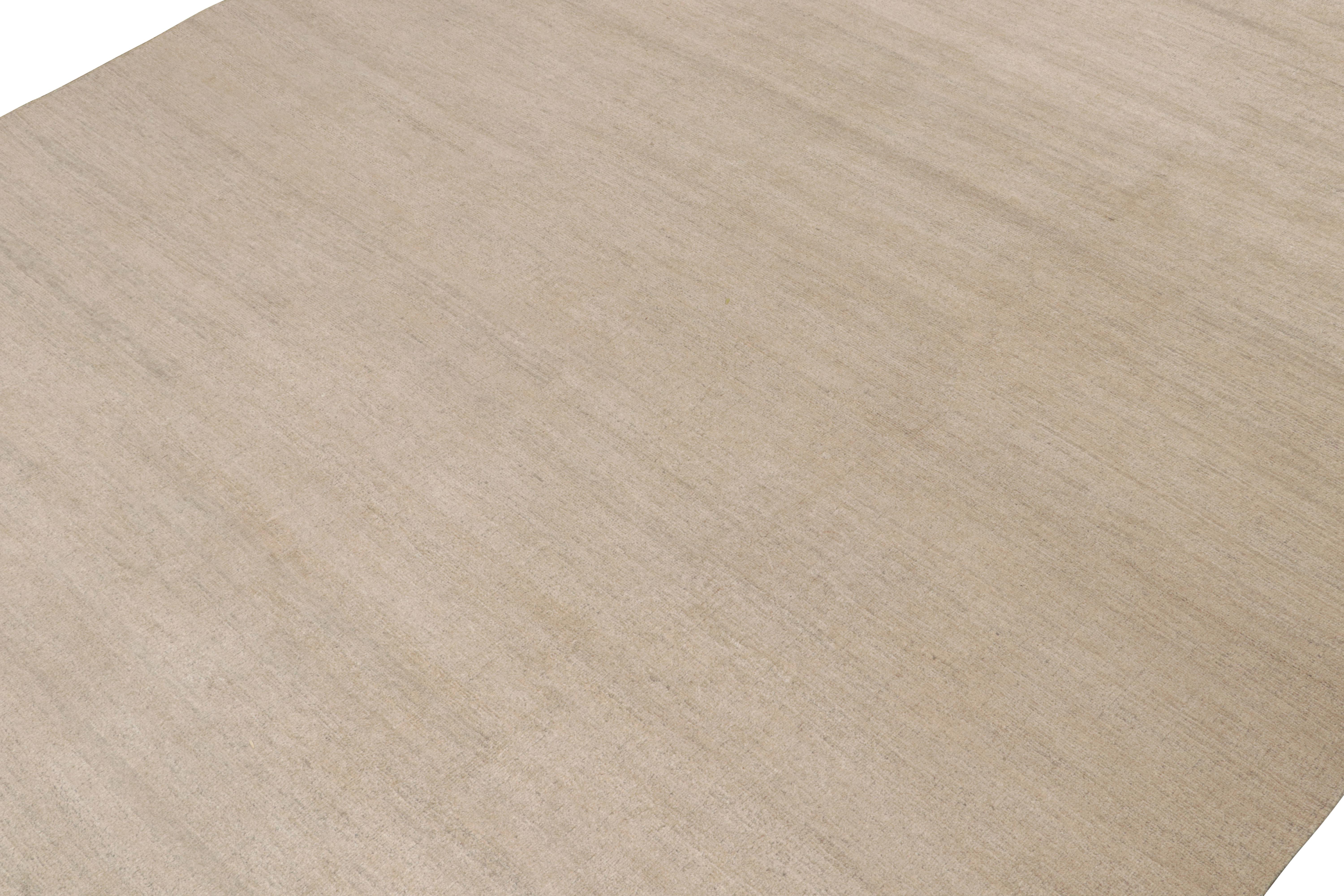 Annodato a mano Rug & Kilim - Tappeto di seta contemporaneo in tinta unita beige-marrone in vendita