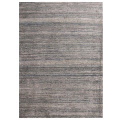 Rug & Kilim’s Contemporary Silver and Blue Silk Texture of Color Rug