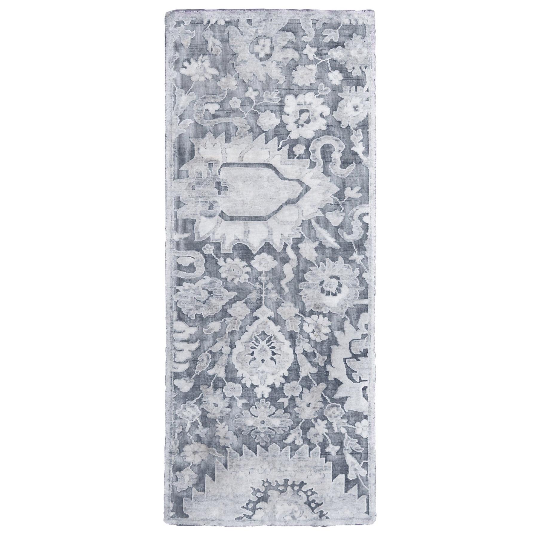 Rug & Kilim's Contemporary Silver Gray Wool and Silk Rug