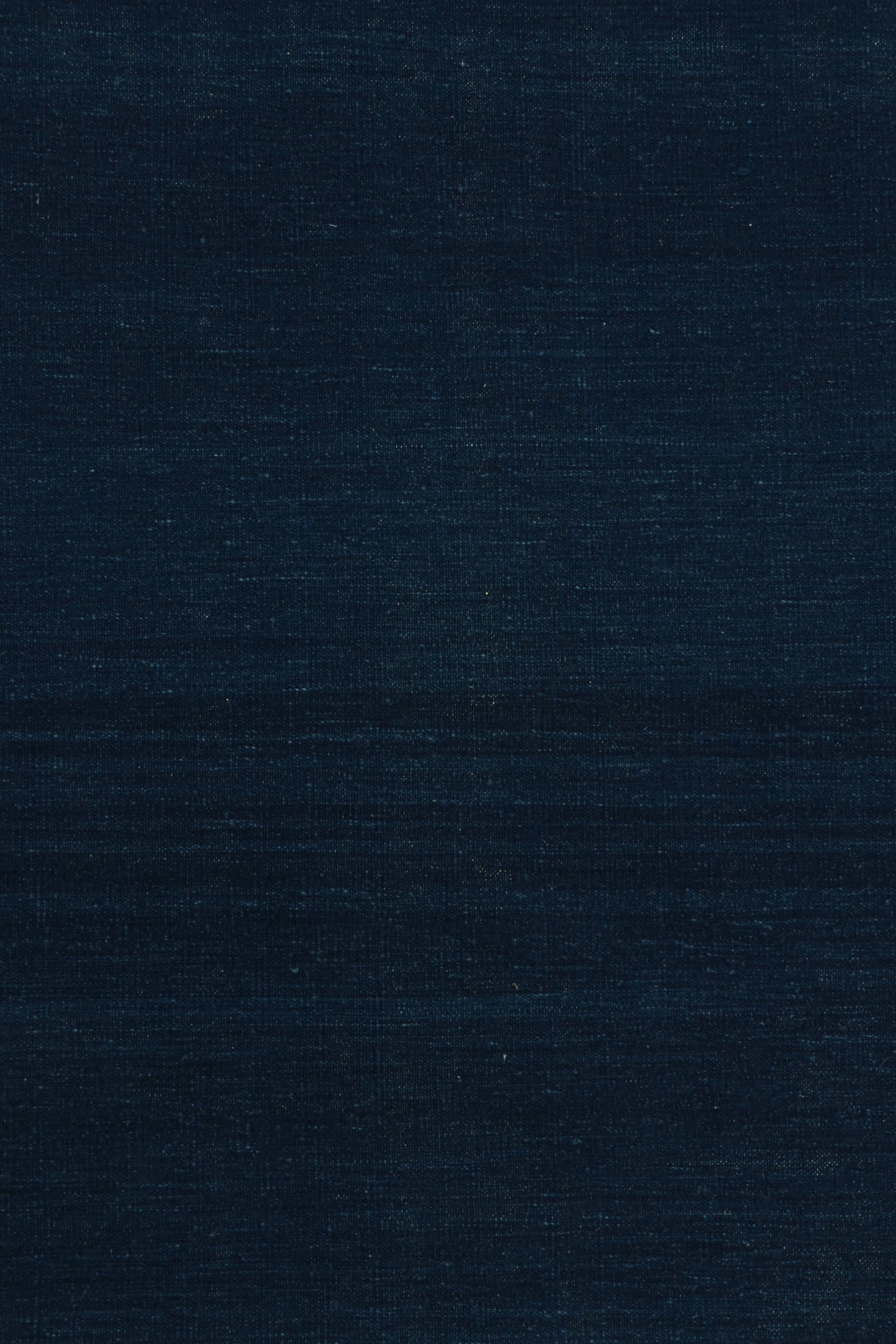 Indian Rug & Kilim’s Contemporary Solid Dhurrie Rug in Indigo Tones For Sale