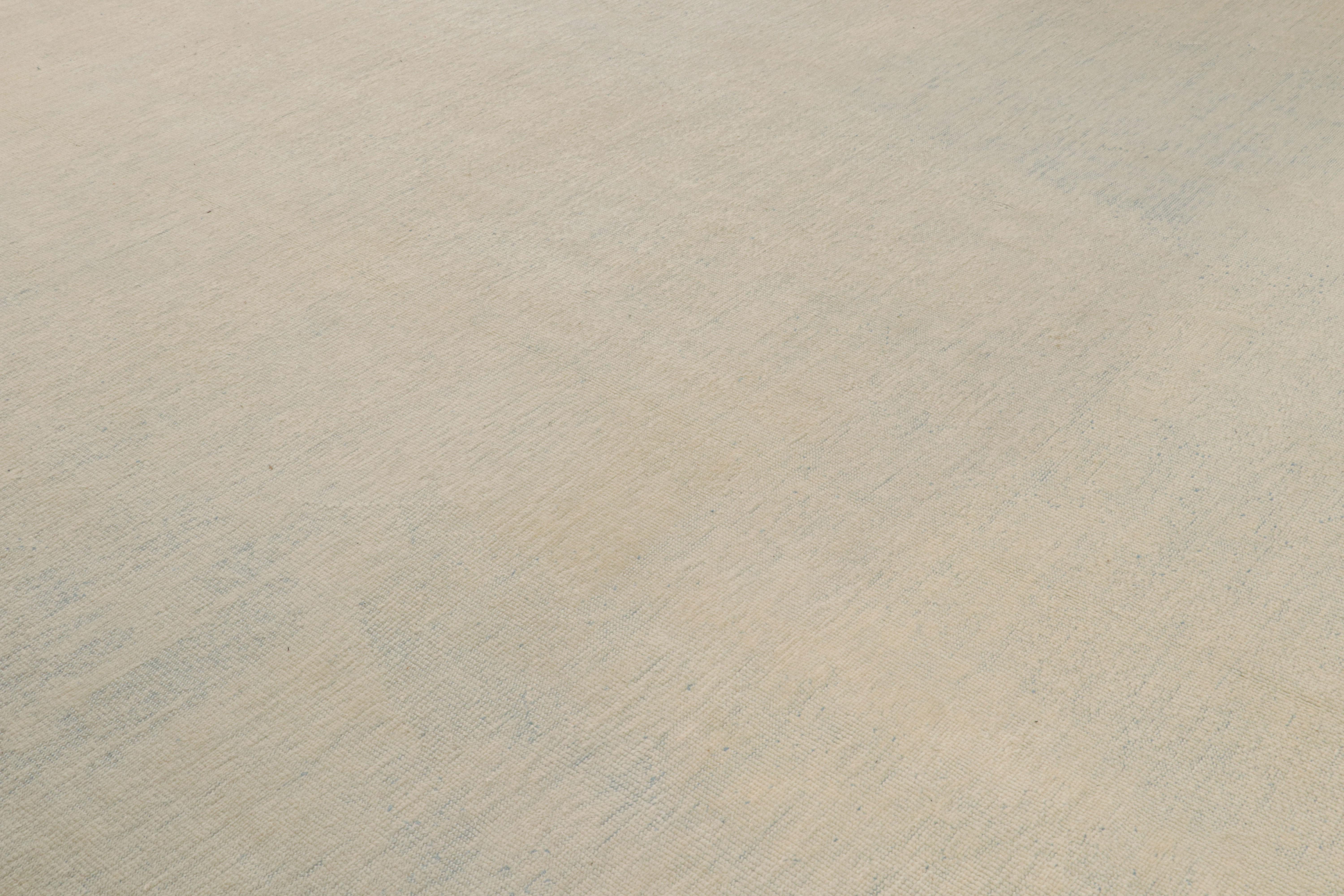 Modern Rug & Kilim’s Oversized Contemporary Solid Textural Rug in Beige and Blue For Sale