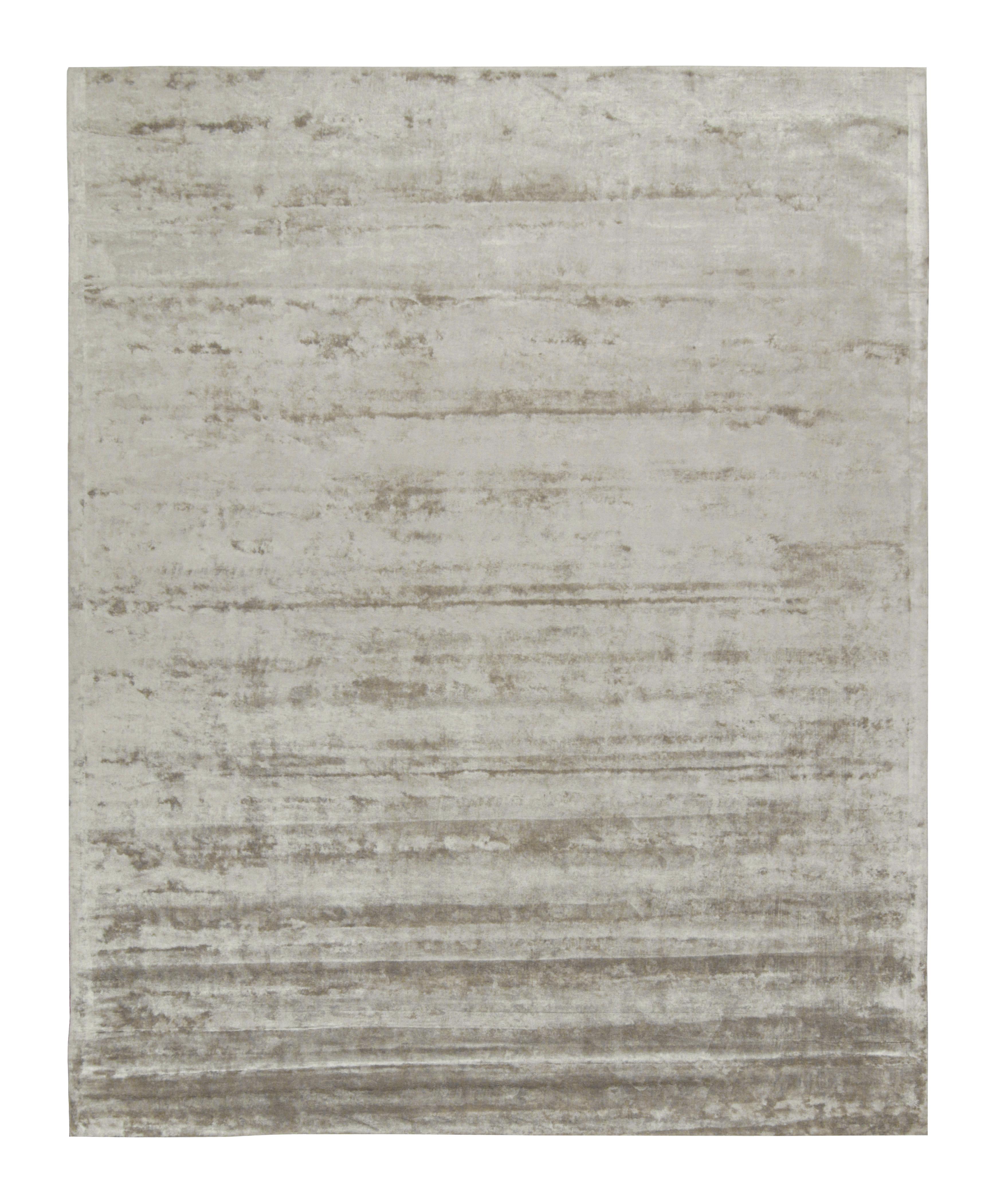 Indian Rug & Kilim’s Contemporary Solid Rug in Silver-Gray For Sale