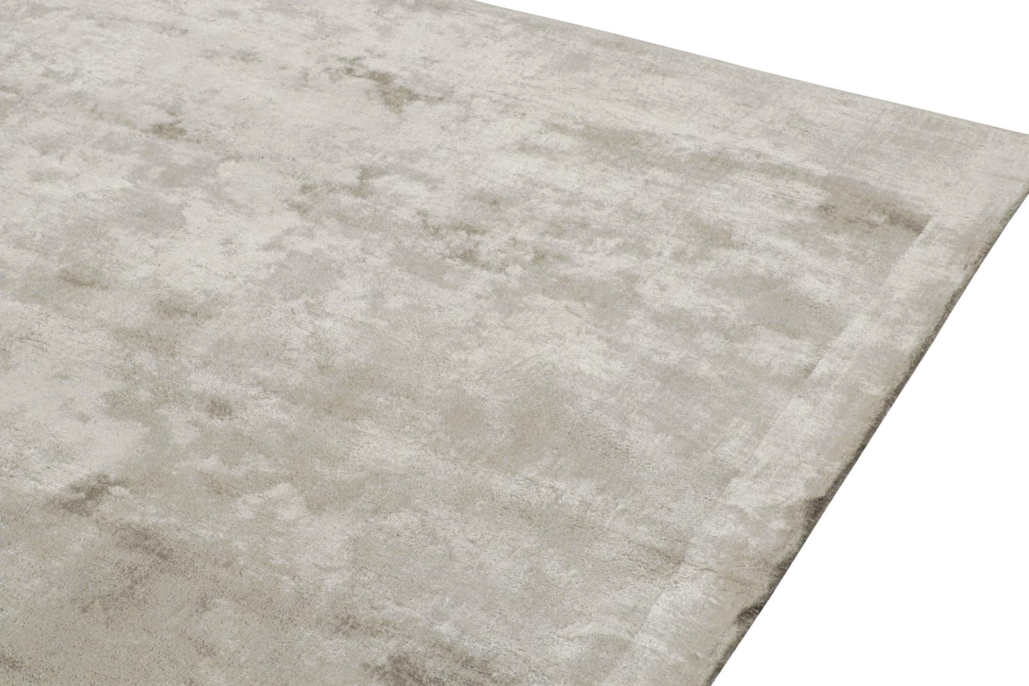 Hand-Knotted Rug & Kilim’s Contemporary Solid Rug in Silver-Gray For Sale
