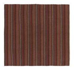 Rug & Kilim’s Contemporary Square Flatweave Rug with Variegated Stripes