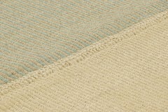 Rug & Kilim’s Contemporary Square Kilim in Beige and Blue Textural Stripes
