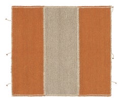 Rug & Kilim's Contemporary Square Kilim in Beige and Orange Stripes (Kilim carré contemporain à rayures beiges et orange)