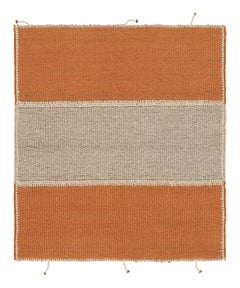 Rug & Kilim’s Contemporary Square Kilim in Beige and Orange Stripes