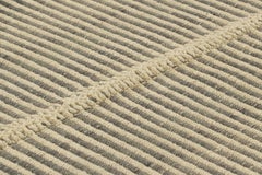 Rug & Kilim’s Contemporary Square Kilim in Gray and Beige Textural Stripes