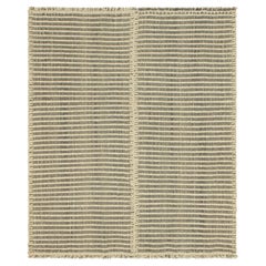 Kilim cuadrado contemporáneo de Rug & Kilim en rayas de textura gris y beige