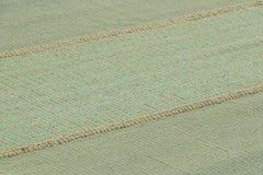 Rug & Kilim’s Contemporary Square Kilim in Turquoise and Beige Textural Stripes