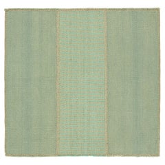 Rug & Kilim's Contemporary Square Kilim in Türkis und Beige Textural Stripes