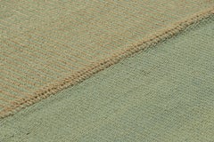 Rug & Kilim’s Contemporary Square Kilim with Textural Beige and Blue Stripes