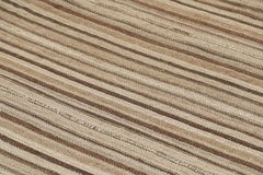 Rug & Kilim’s Contemporary Square Kilim with Textural Beige-Brown Stripes