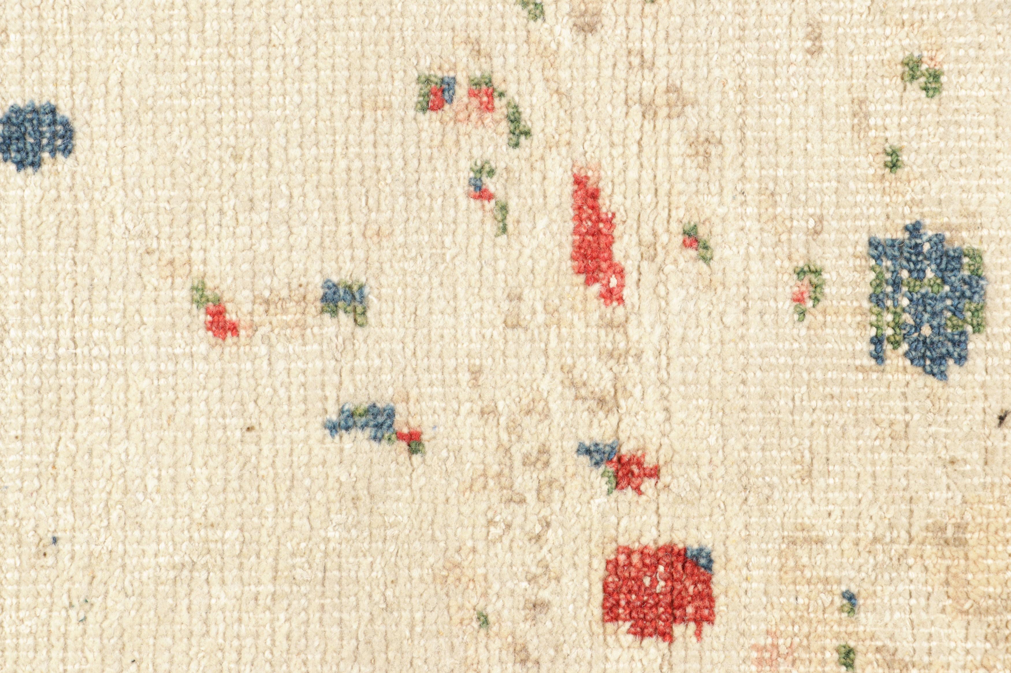Modern Rug & Kilim’s Contemporary Square Rug in White with Colorful Abstract Patterns For Sale
