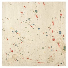 Rug & Kilim’s Contemporary Square Rug in White with Colorful Abstract Patterns