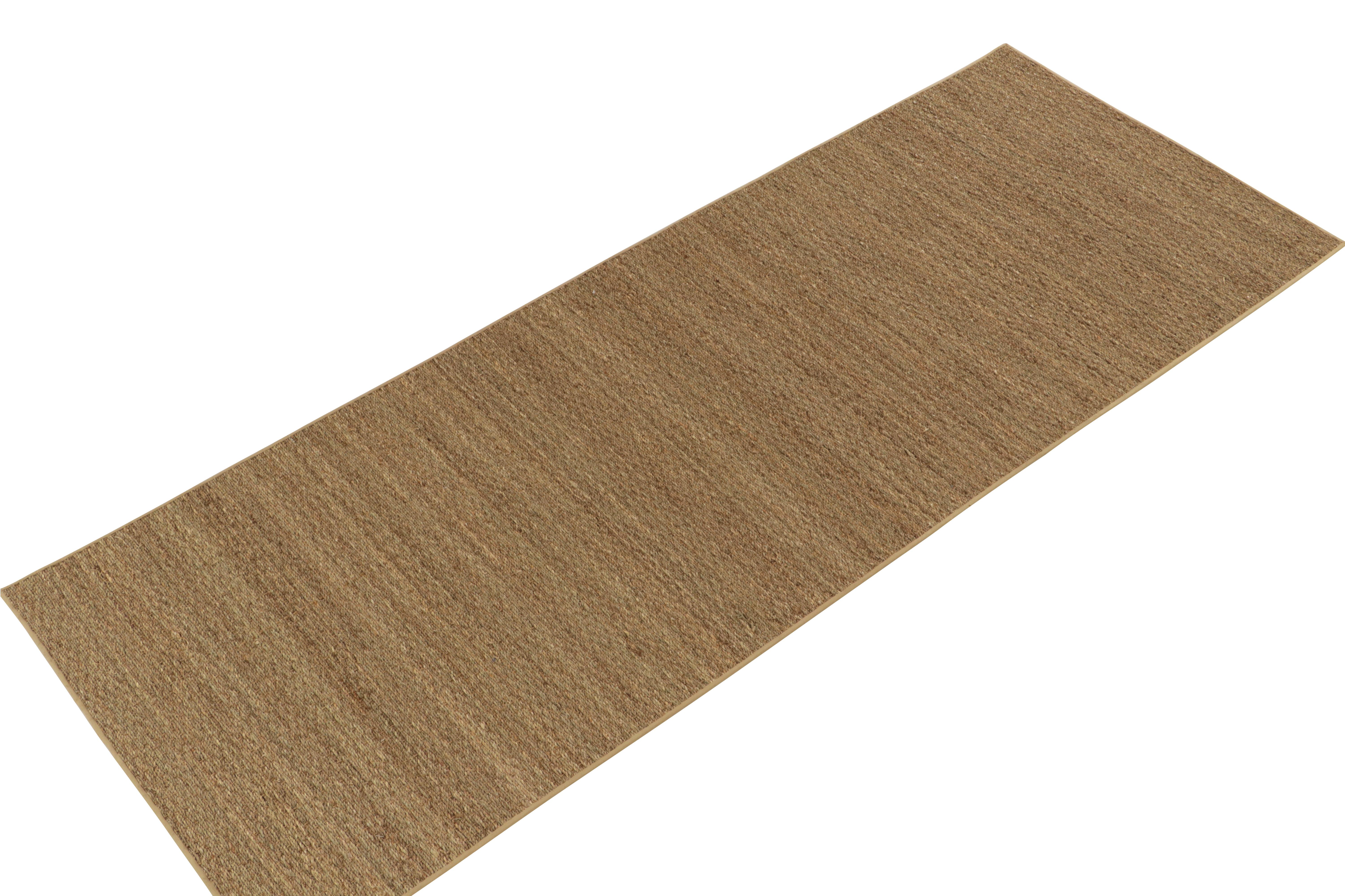 Modern Rug & Kilim's Contemporary Style Hemp Runner in Solid Brown For Sale
