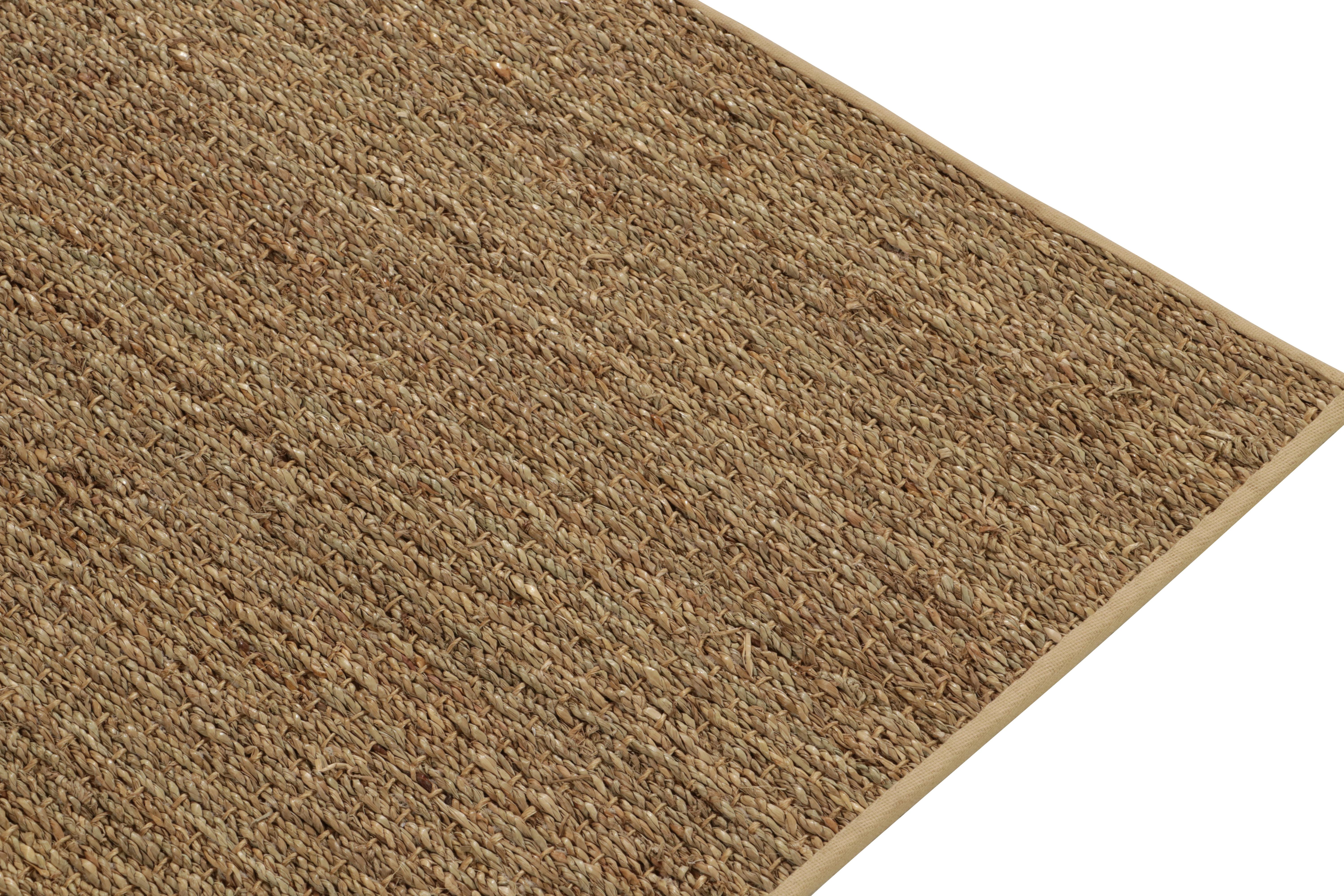 Hand-Knotted Rug & Kilim's Contemporary Style Hemp Runner in Solid Brown For Sale
