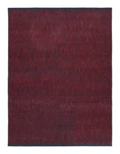 Rug & Kilim’s Contemporary Sumak Rug in Red and Charcoal Textured Design