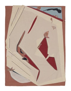 Rug & Kilim’s Contemporary Tapestry with Abstract Patchwork in Rich Red & Beige