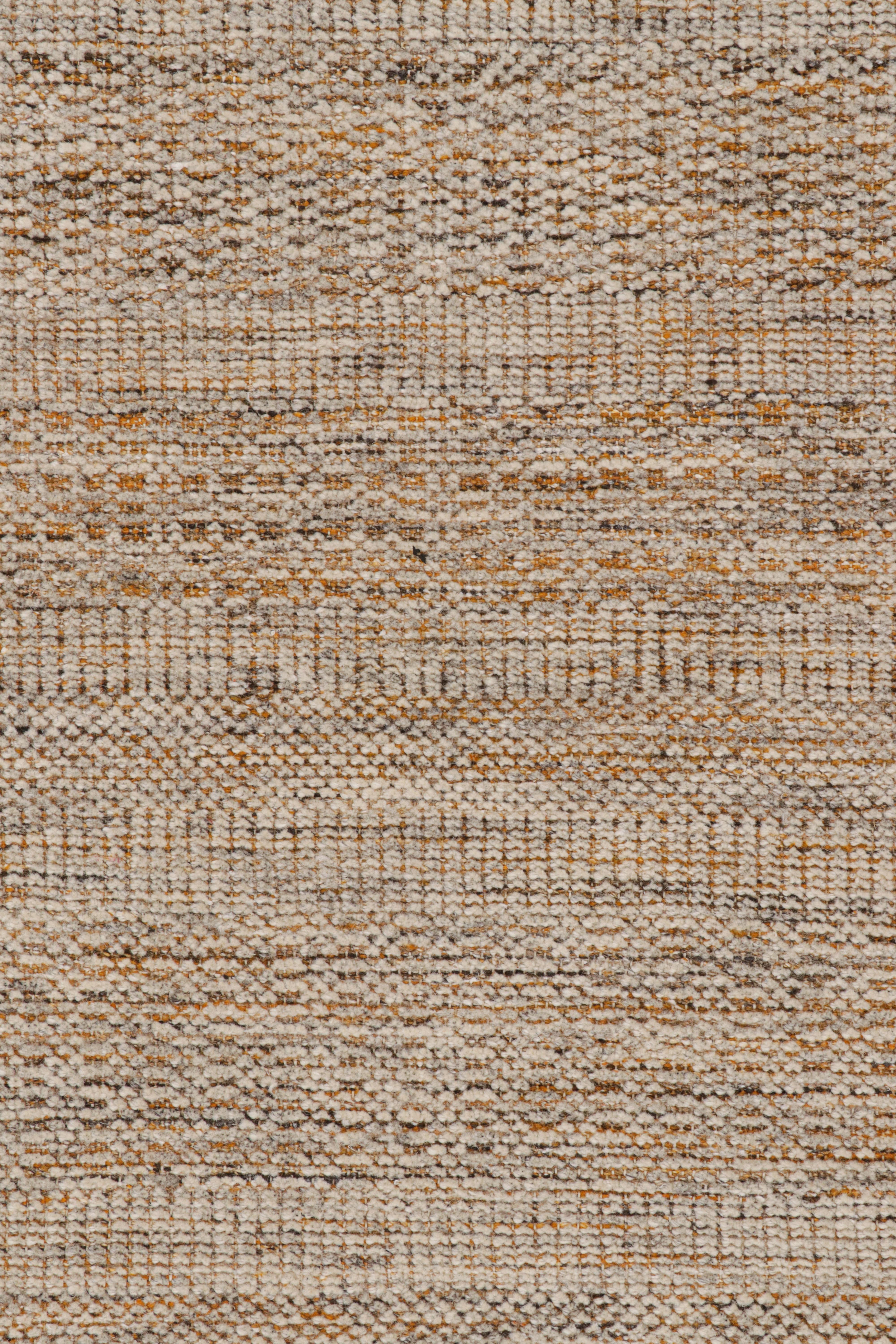 Rug & Kilim’s Contemporary Textural Kilim in Beige-brown Orange and White Tones