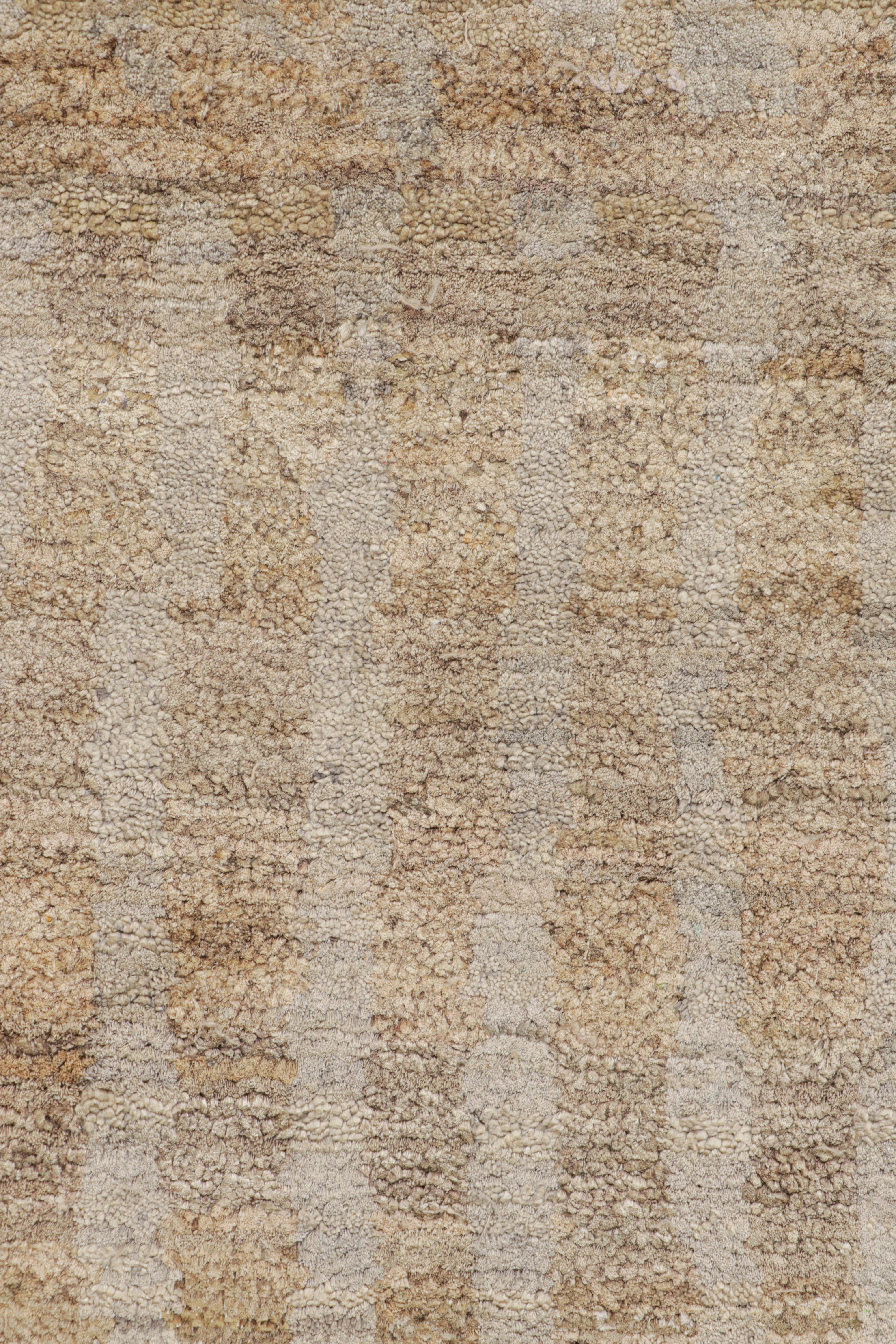 Modern Rug & Kilim’s Contemporary Textural Rug in Beige-Brown and Gray Tones For Sale
