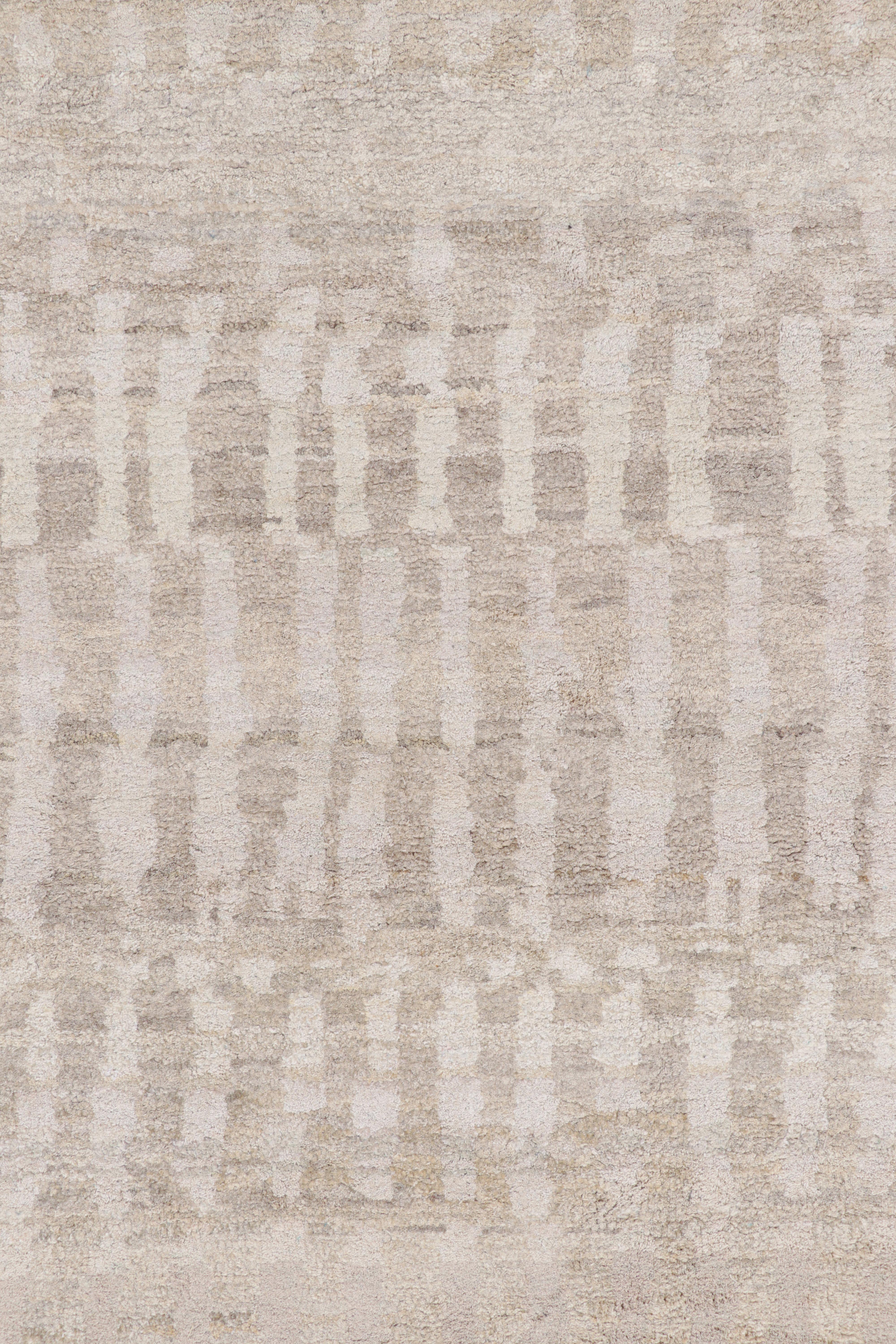 Indian Rug & Kilim’s Contemporary Textural Rug in Beige-Brown and Gray Tones For Sale