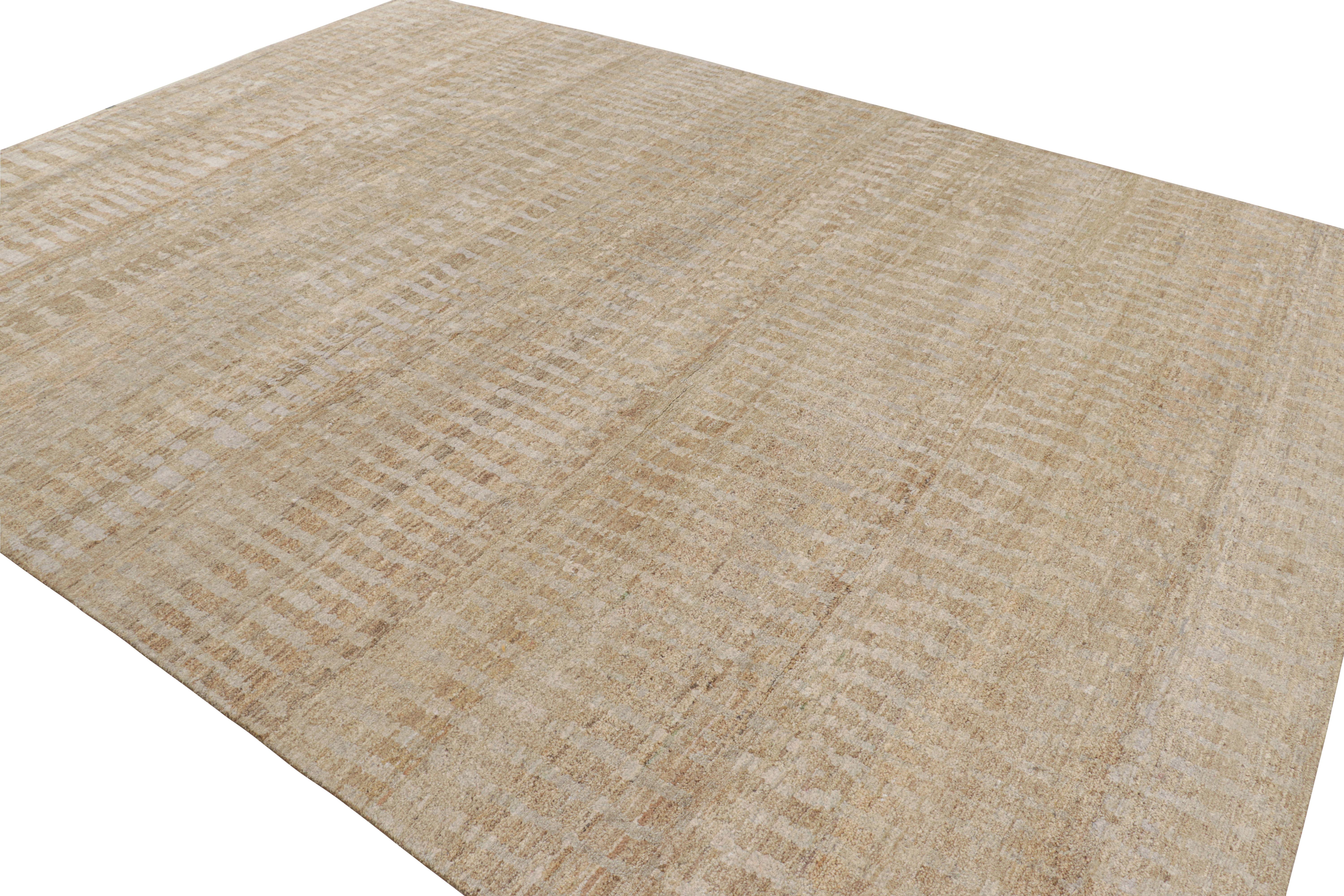 Indian Rug & Kilim’s Contemporary Textural Rug in Beige-Brown and Gray Tones For Sale