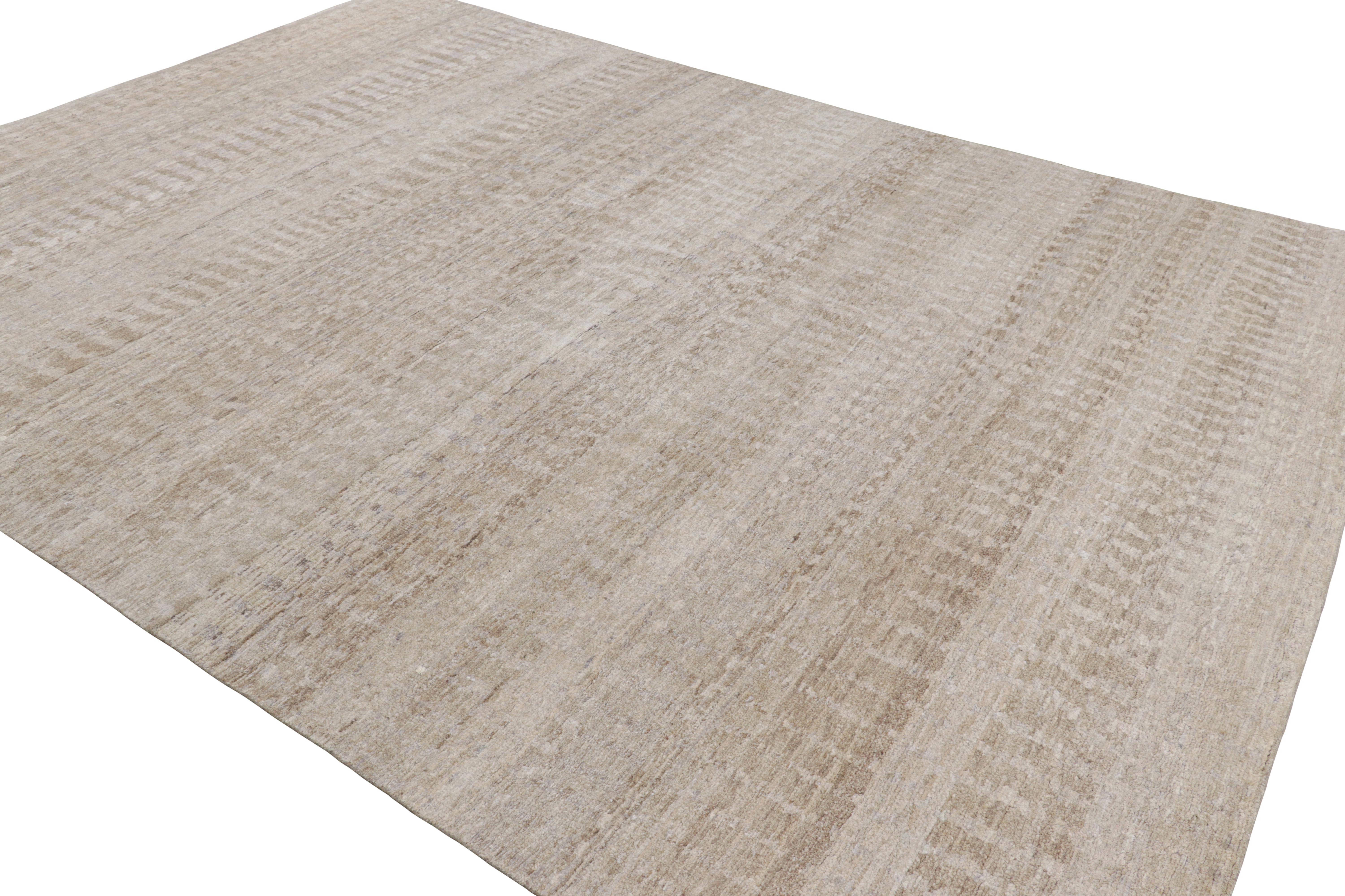 Indian Rug & Kilim’s Contemporary Textural Rug in Beige-Brown and Gray Tones For Sale