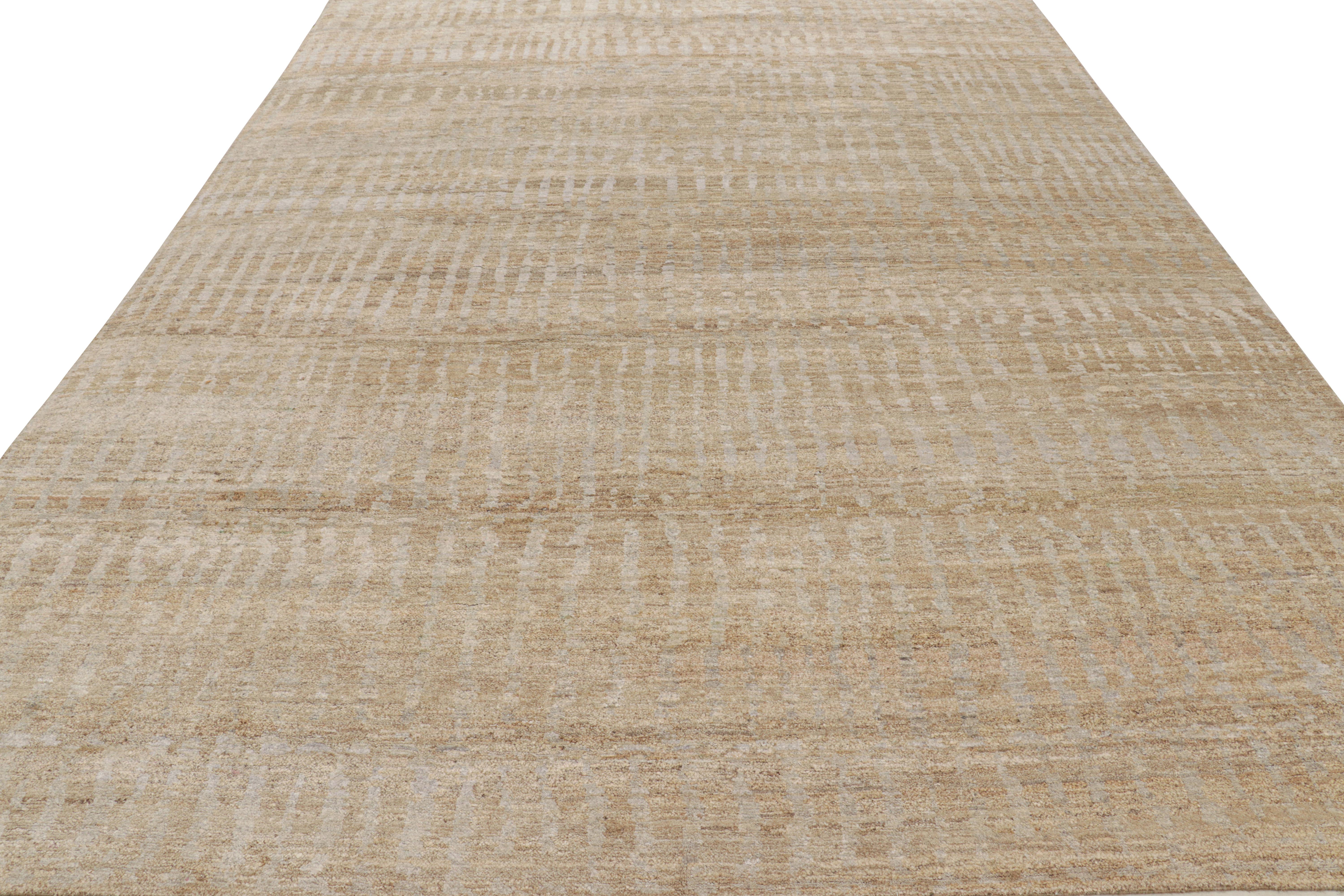 Hand-Knotted Rug & Kilim’s Contemporary Textural Rug in Beige-Brown and Gray Tones For Sale