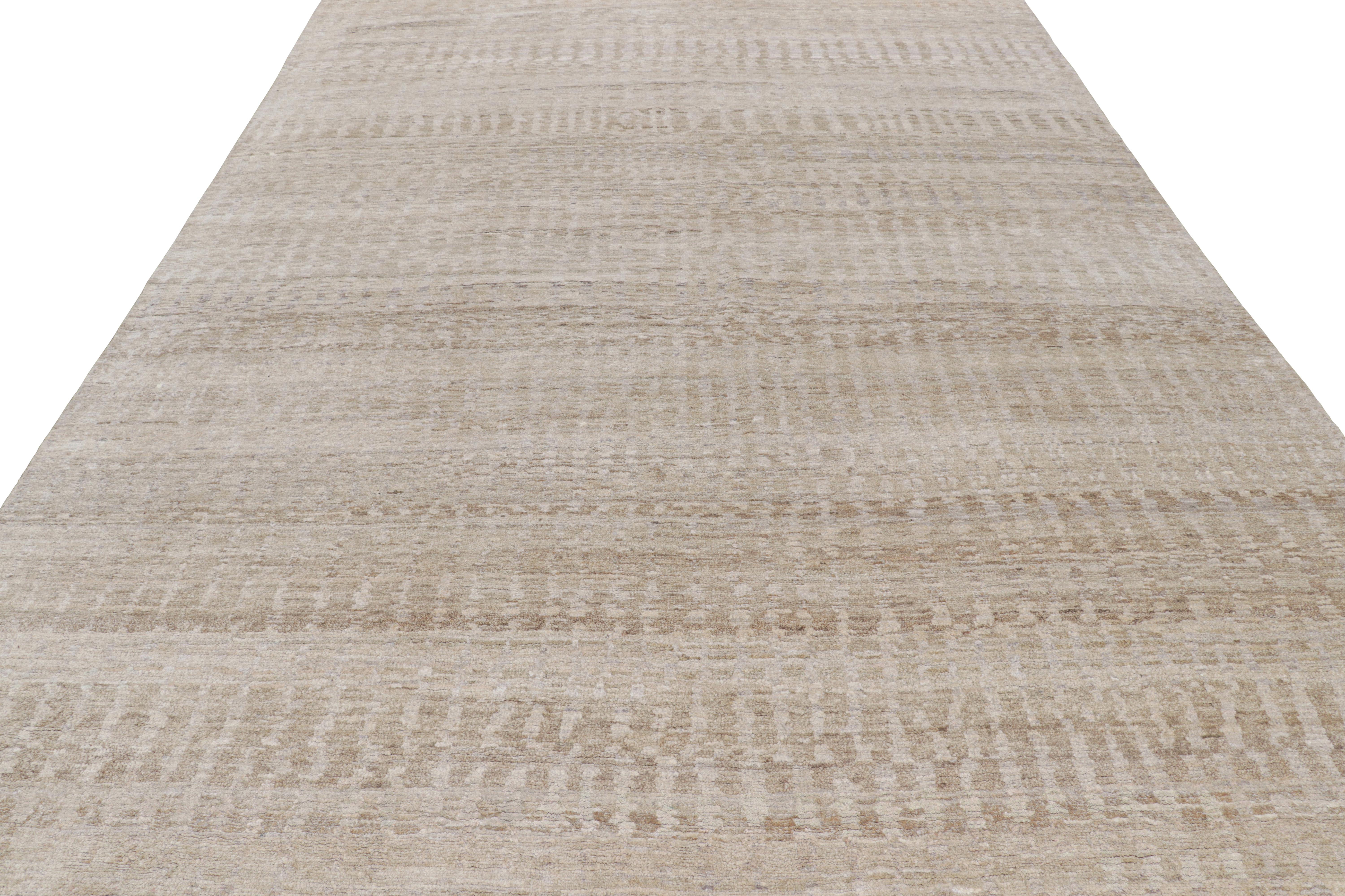 Hand-Knotted Rug & Kilim’s Contemporary Textural Rug in Beige-Brown and Gray Tones For Sale