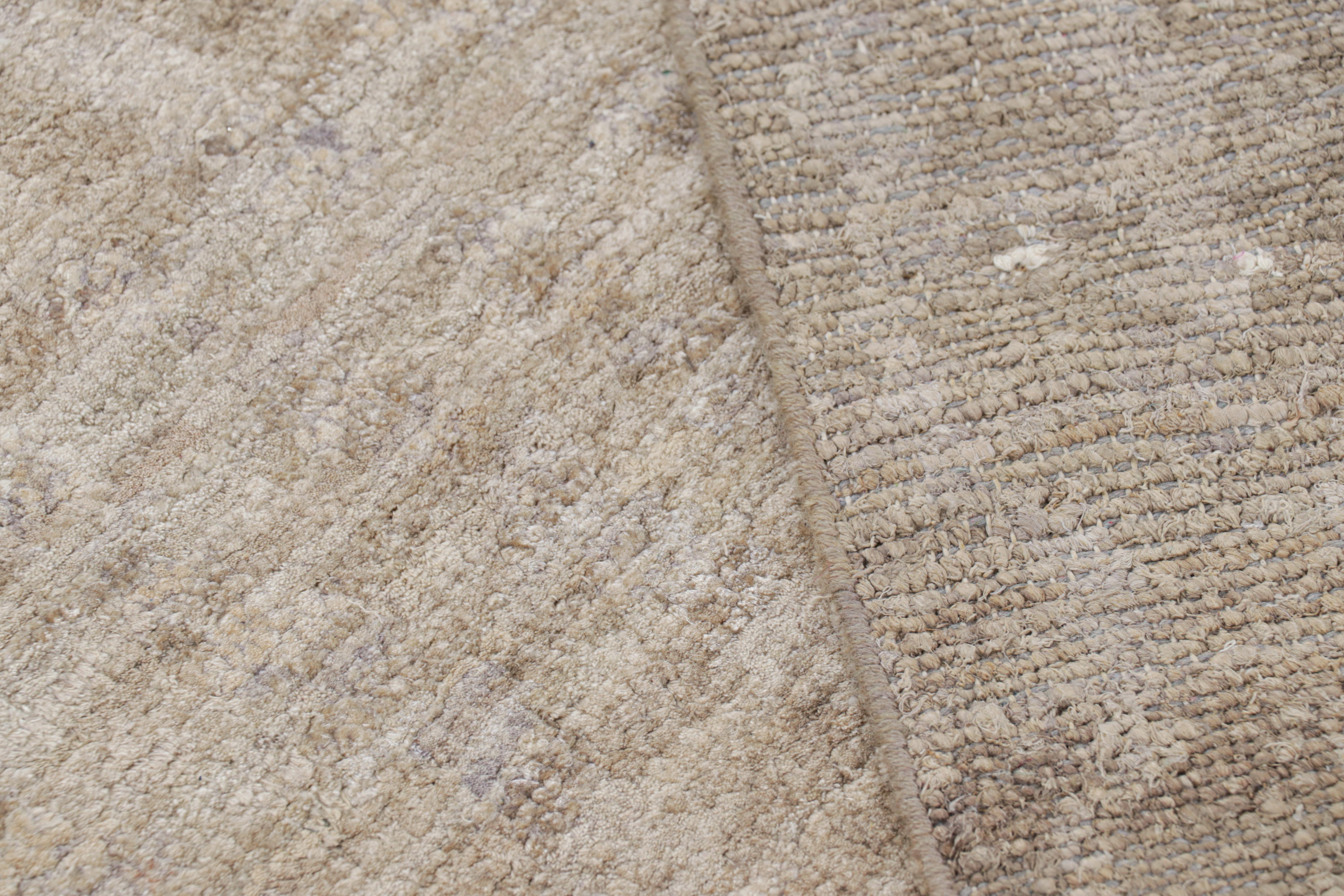 Wool Rug & Kilim’s Contemporary Textural Rug in Beige-Brown and Gray Tones For Sale