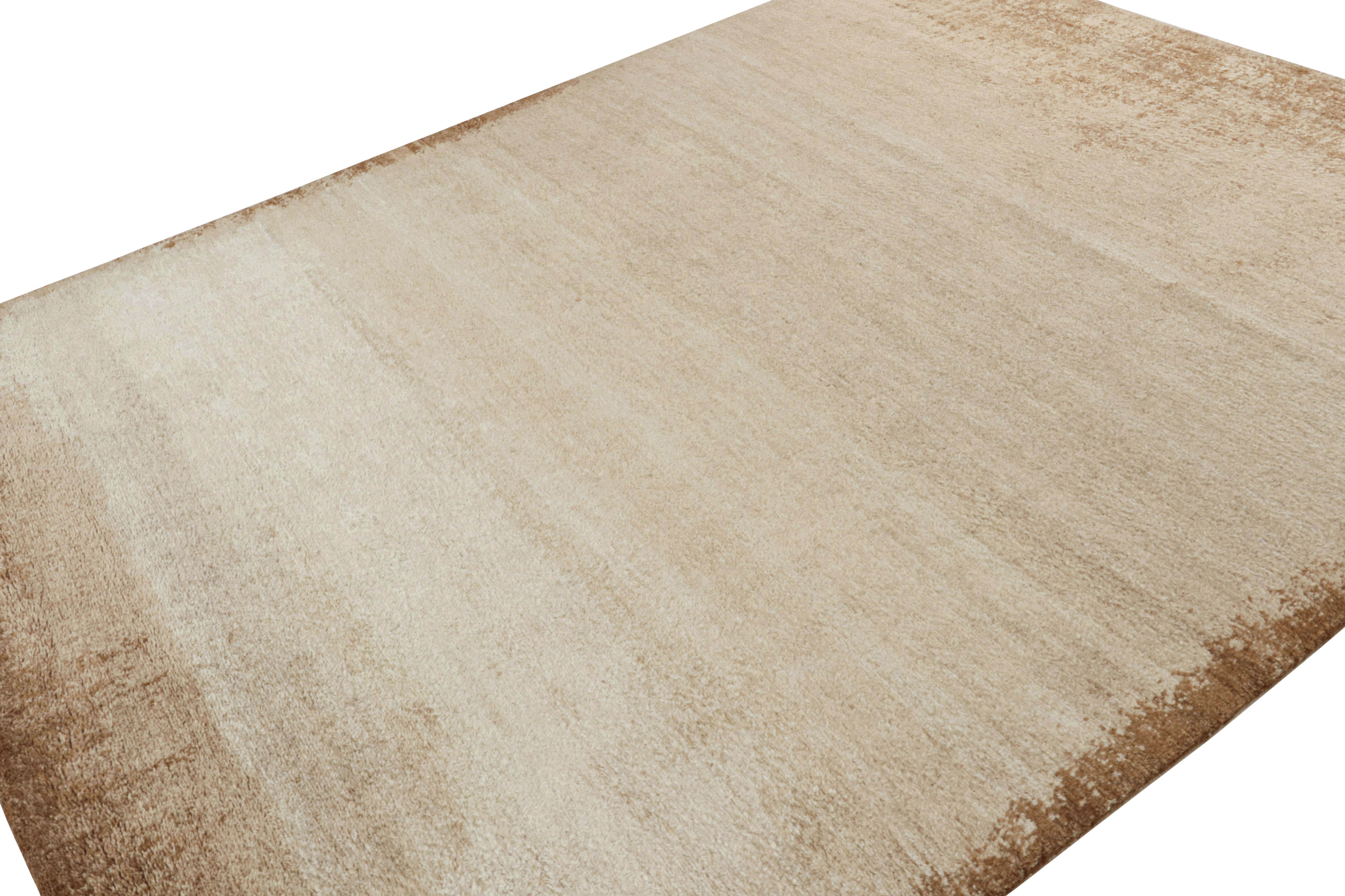 Hand-knotted in a luxurious pashmina, this 8x10 textural high-pile rug is a simple piece of neutrals and earth tones. 

On the Design: 

Keen eyes will admire this neutral rug with a lush, high-pile texture that invites one to walk on and admire
