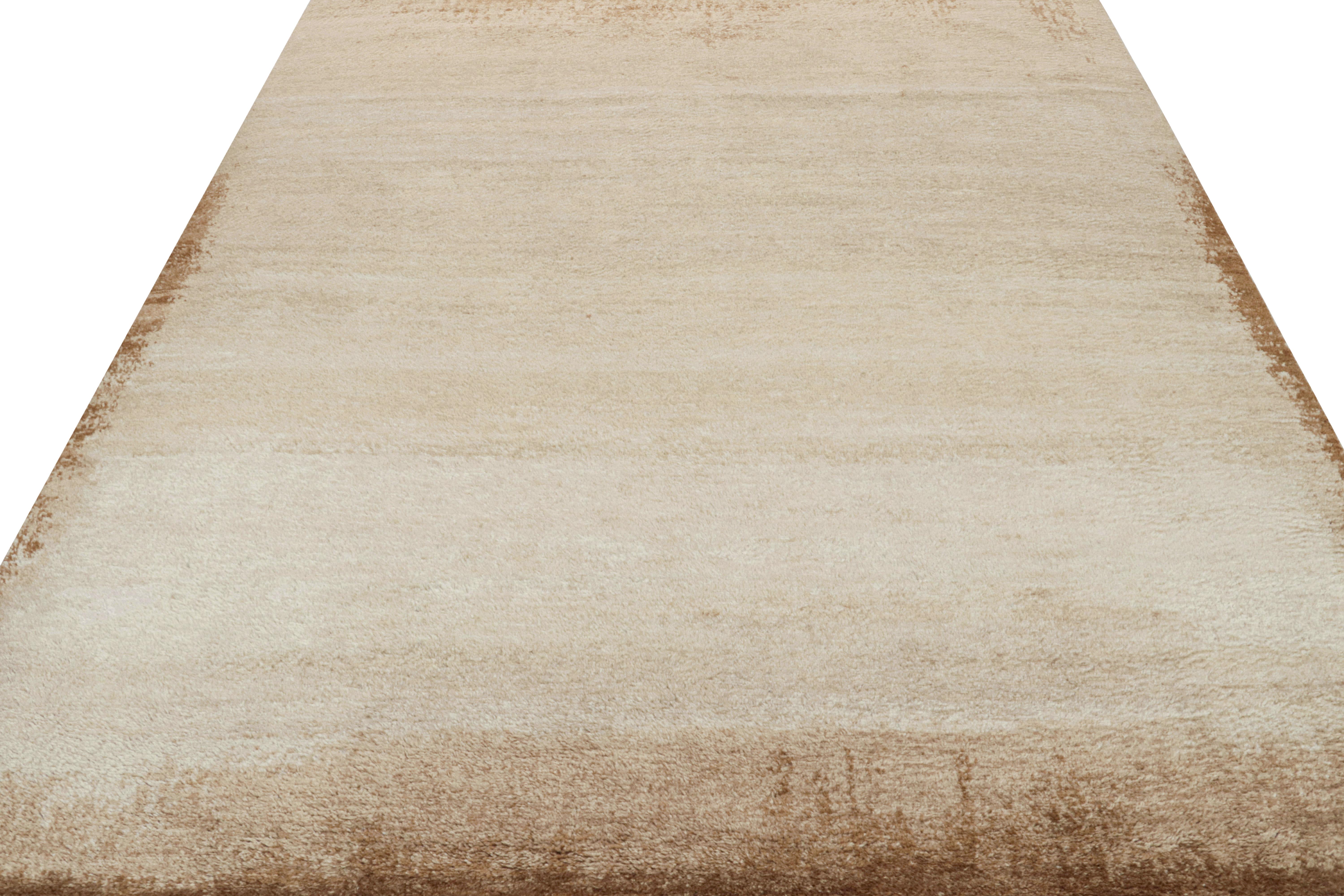 Modern Rug & Kilim’s Contemporary Textural Rug in Beige-Brown High Pile For Sale