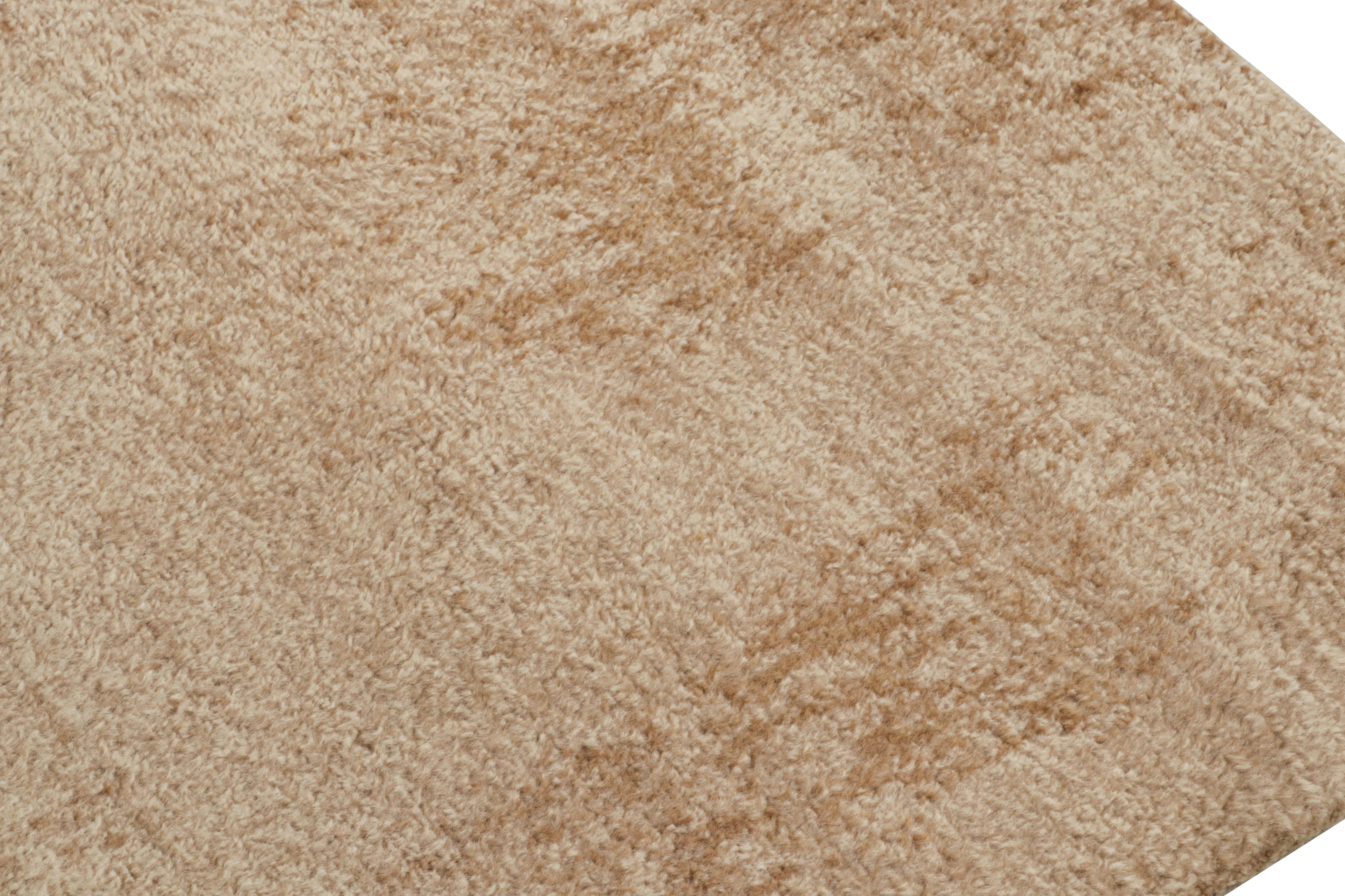Hand-Knotted Rug & Kilim’s Contemporary Textural Rug in Beige-Brown High Pile For Sale