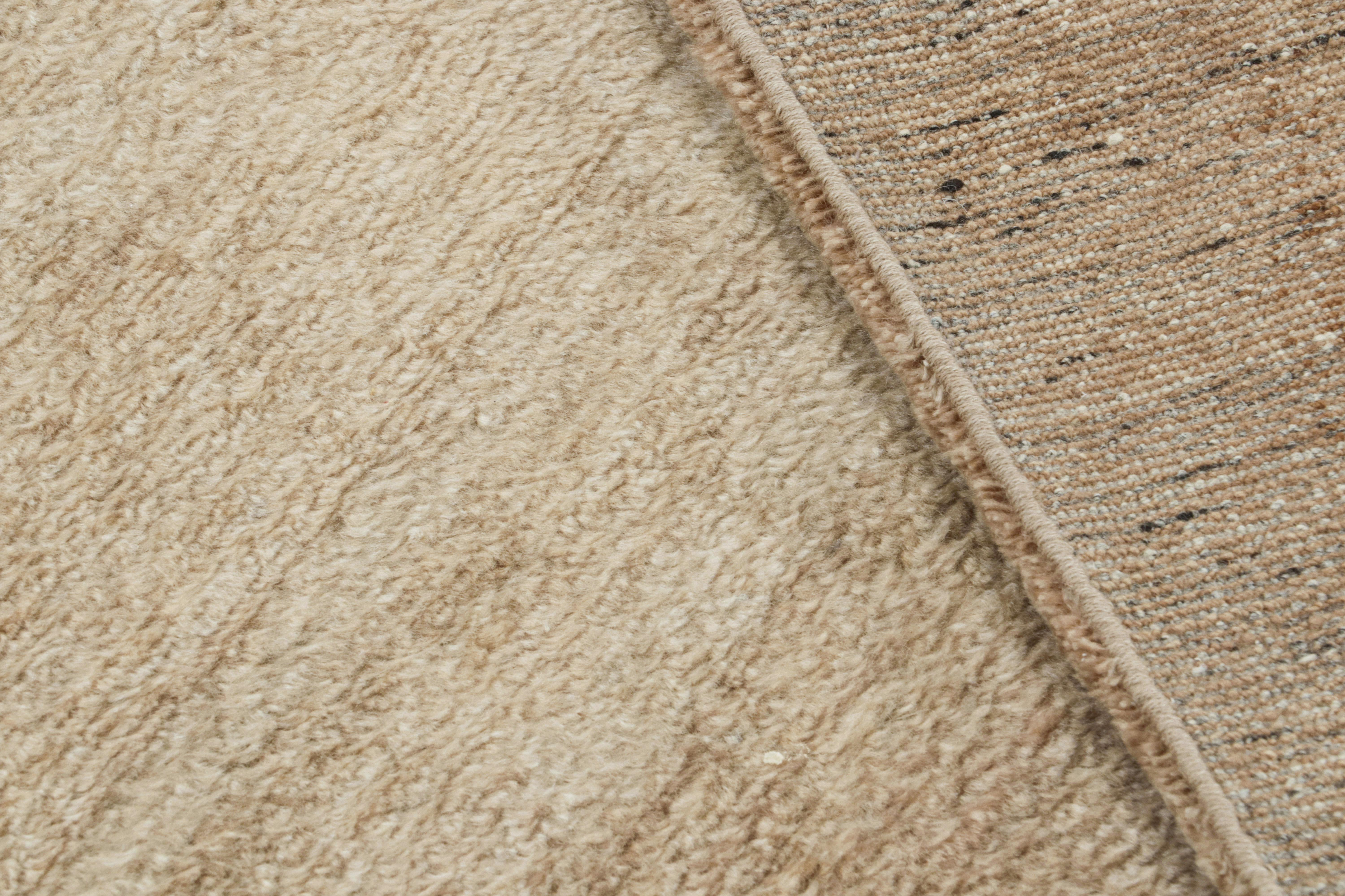 Yarn Rug & Kilim’s Contemporary Textural Rug in Beige-Brown High Pile For Sale